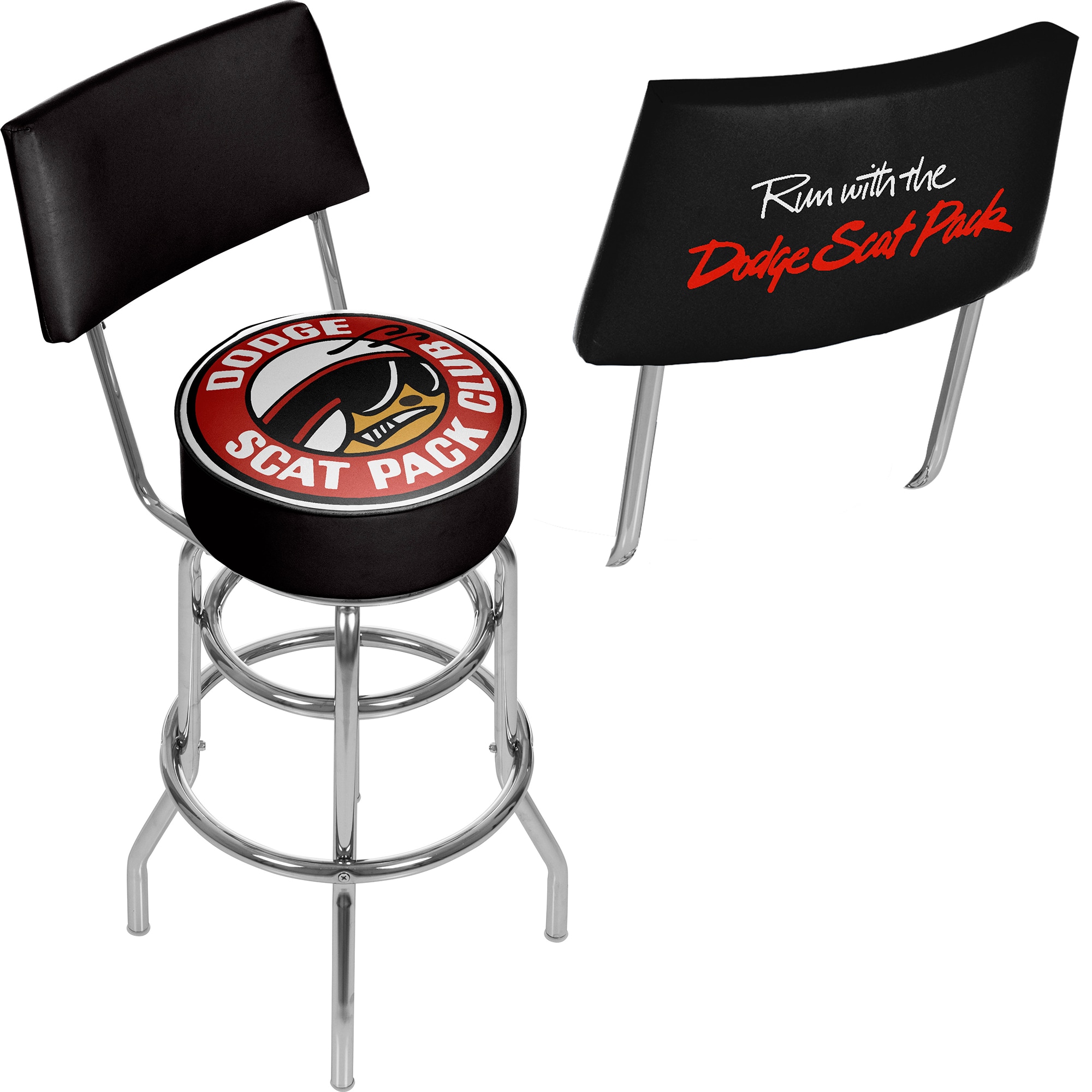 Trademark Gameroom DGE1100-SCAT Bar Stools with Backs Chrome 5-in H Bar height Swivel Metal Bar Stool Back