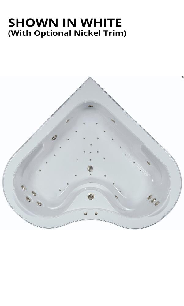 Elite 63.75-in x 63.75-in White Acrylic Corner Drop-In Whirlpool and Air Bath Combination Tub Drain (Front Center Drain) | - WaterTECH C6464 ELITE WHITE