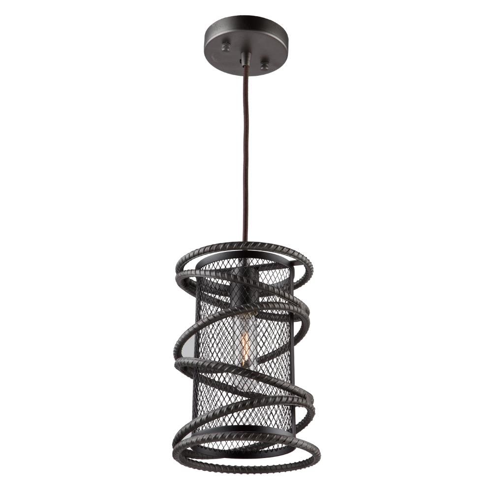 ARTCRAFT AC10820JV Rebar Studio Dark Java Brown Industrial Cylinder Mini Hanging Pendant Light