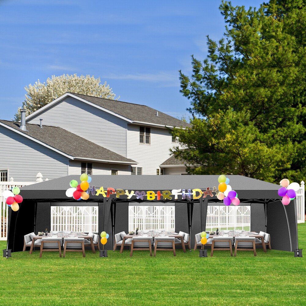 Outopee 30-ft x 10-ft Rectangle Grey Pop-up Canopy