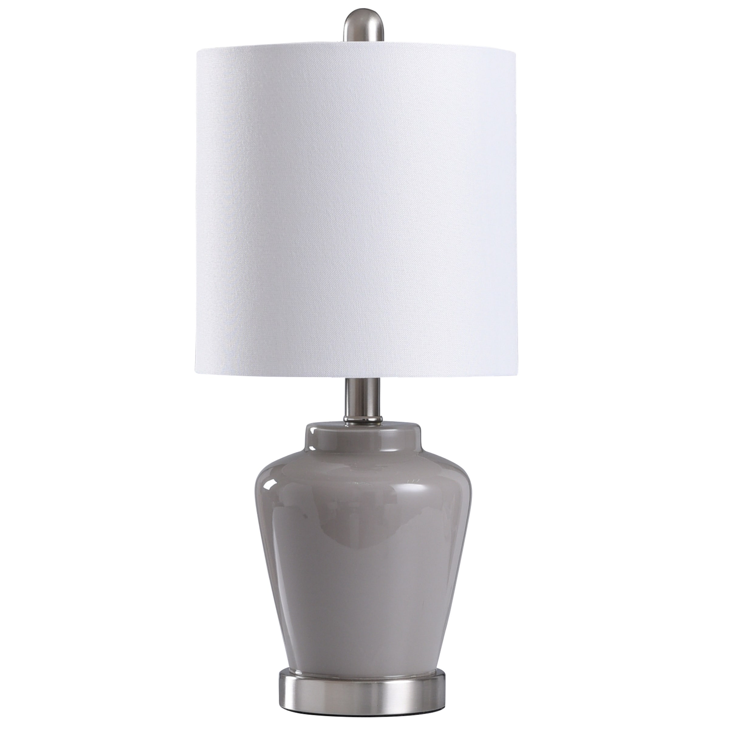 StyleCraft Home Collection L11083ADS Glass 18.5-in Gray, Brushed Nickel On/Off switch Table Lamp with Linen Shade