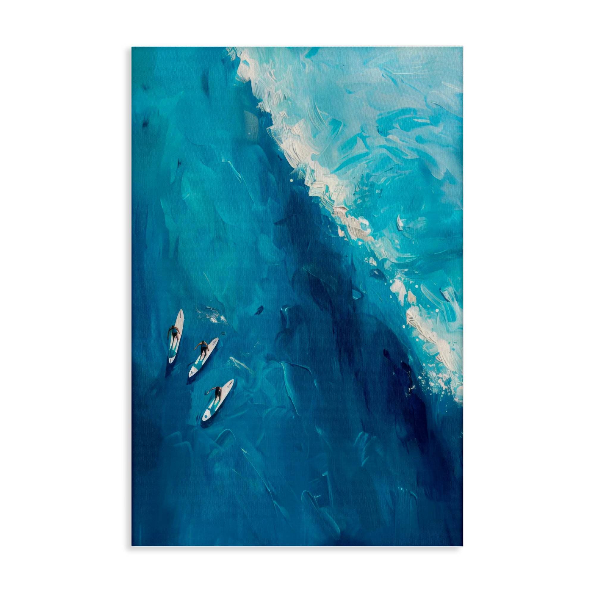 Stupell Industries BT-723-CN-16X24 Surfers and  Wave Aerial View Canvas design by LSR Design Studio