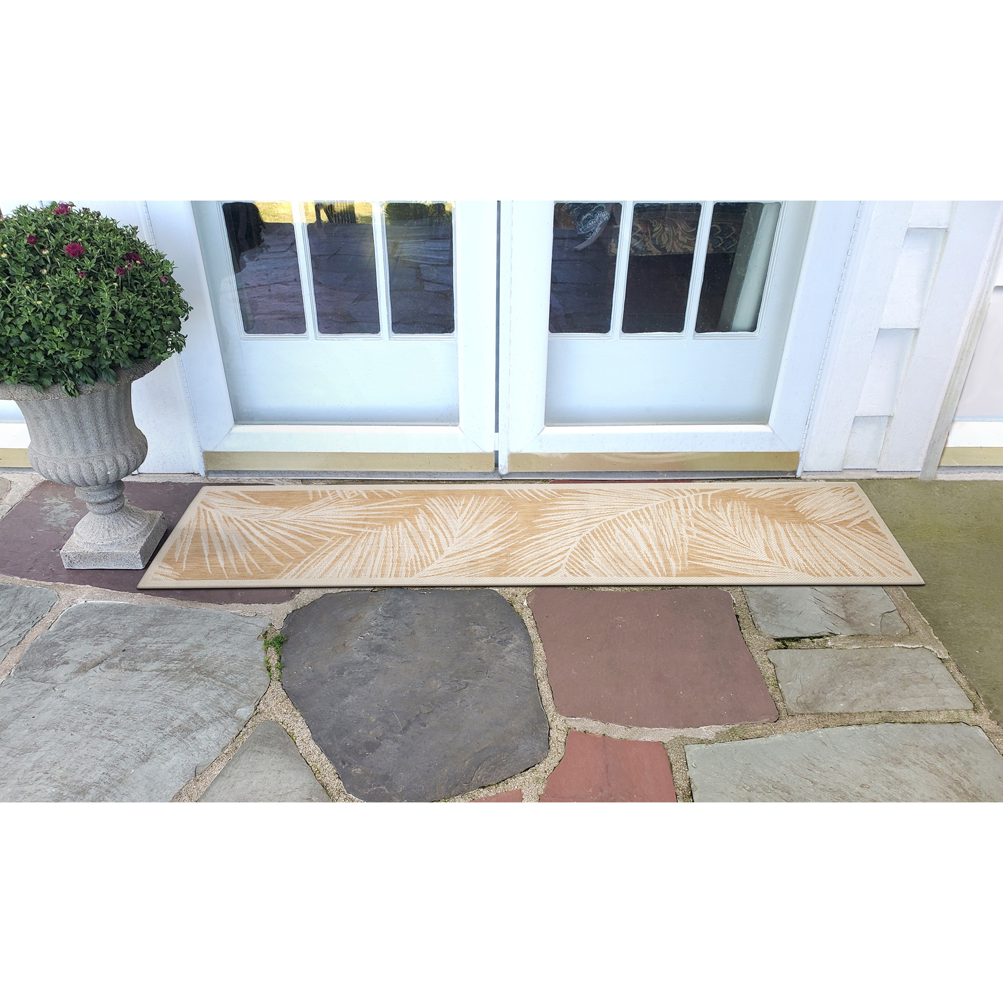 Liora Manne CRER8847412 Carmel 2 x 8 (ft) Loomed Polypropylene Sand Rectangular Indoor/Outdoor Floral/Botanical Tropical Runner rug