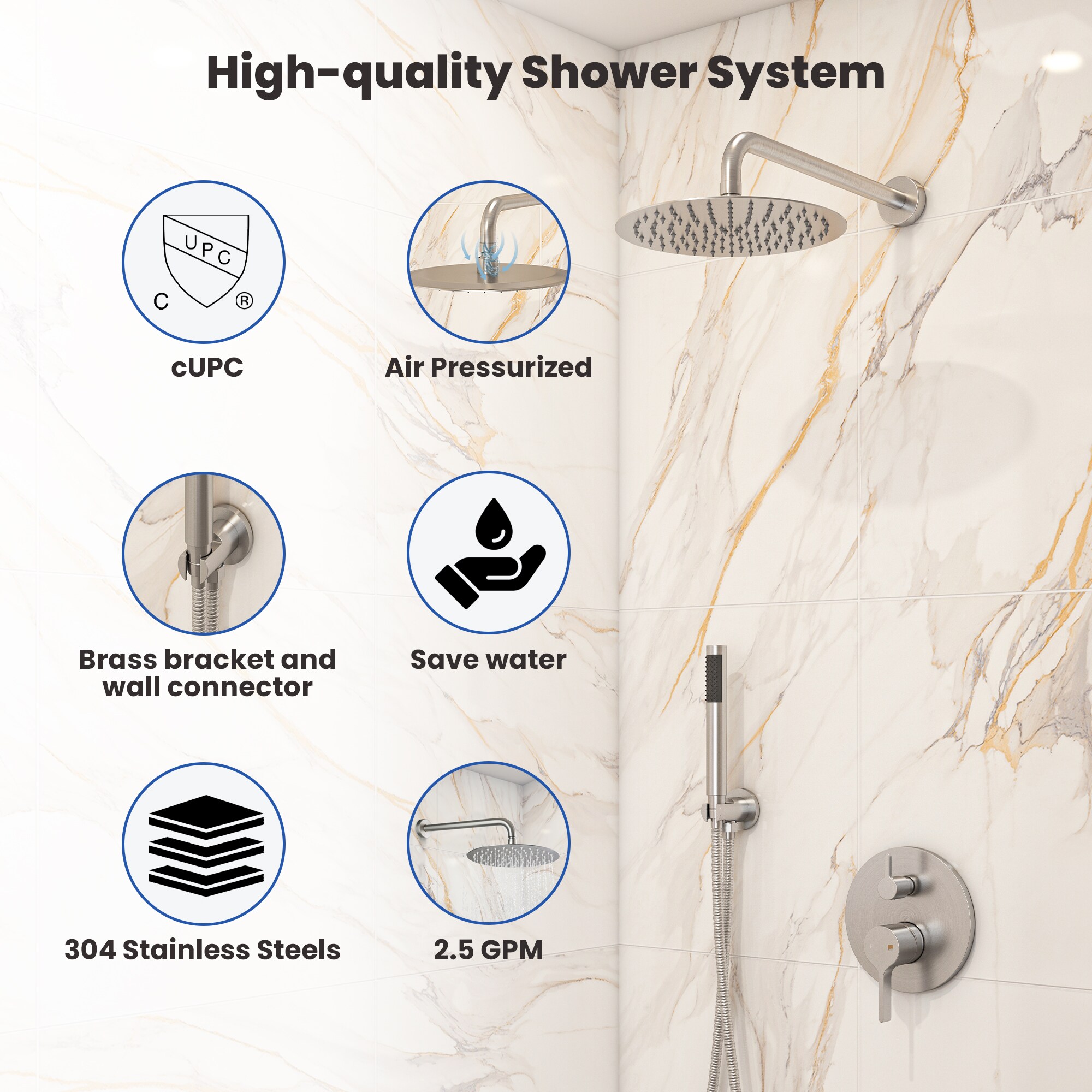 CASAINC OY-98A1203-CP Showerhead-Bar-Panels - View #6