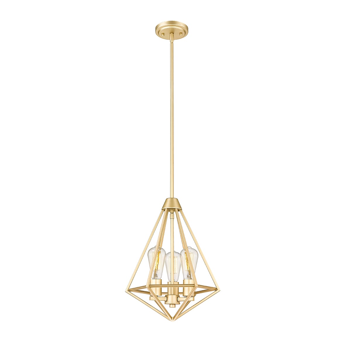 Faceted Diamond-Shaped Modern Gold Pendant Light 13x17.29"