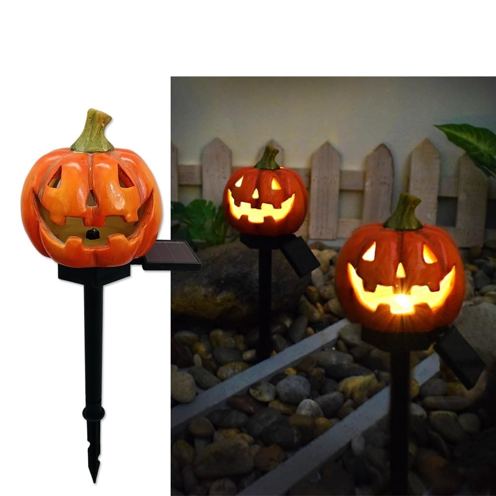 AOIZGMY  LED Solar Pumpkin Head Ground Light holiday Outdoor Decoration Cute Resin Pumpkin Yard Landscape Lamp Waterproof Garden Pathway