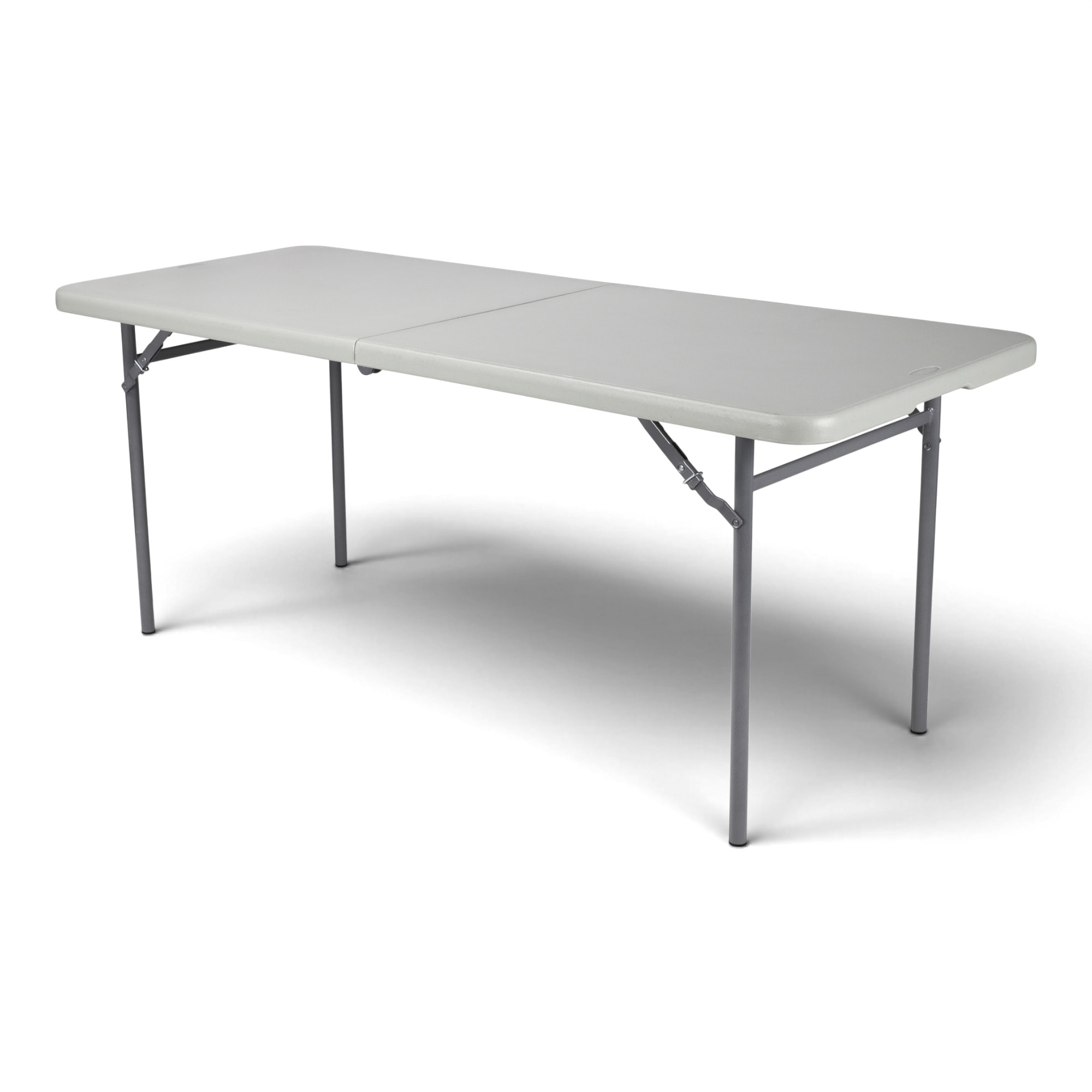 Hampden Furnishings 6-ft x 2.5-ft Gray Fold-in-Half Polypropylene Rectangle Indoor/Outdoor Folding Dining Table 8 -Person