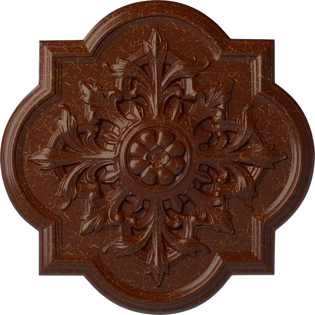 Ekena Millwork CM34BOBMC Bonetti 31.25-in W x 31.25-in L Painted Burnished Mahogany Crackle Polyurethane Whole Ceiling Medallion