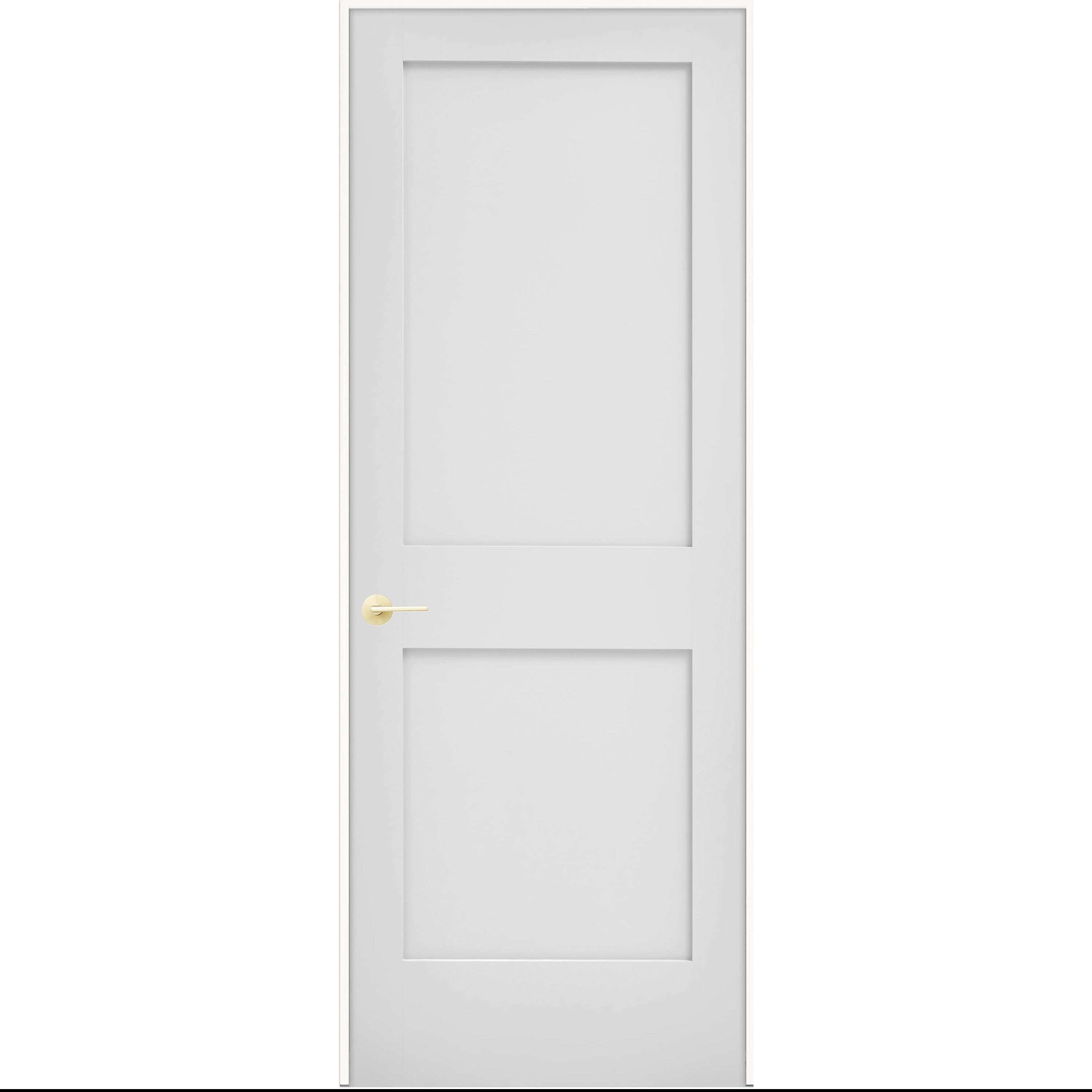 JELD-WEN LOWOLJW249800026 24-in x 80-in Primed Solid core 2-panel square Right hand Smooth Primed MDF Flat Jamb Single Prehung Interior Door