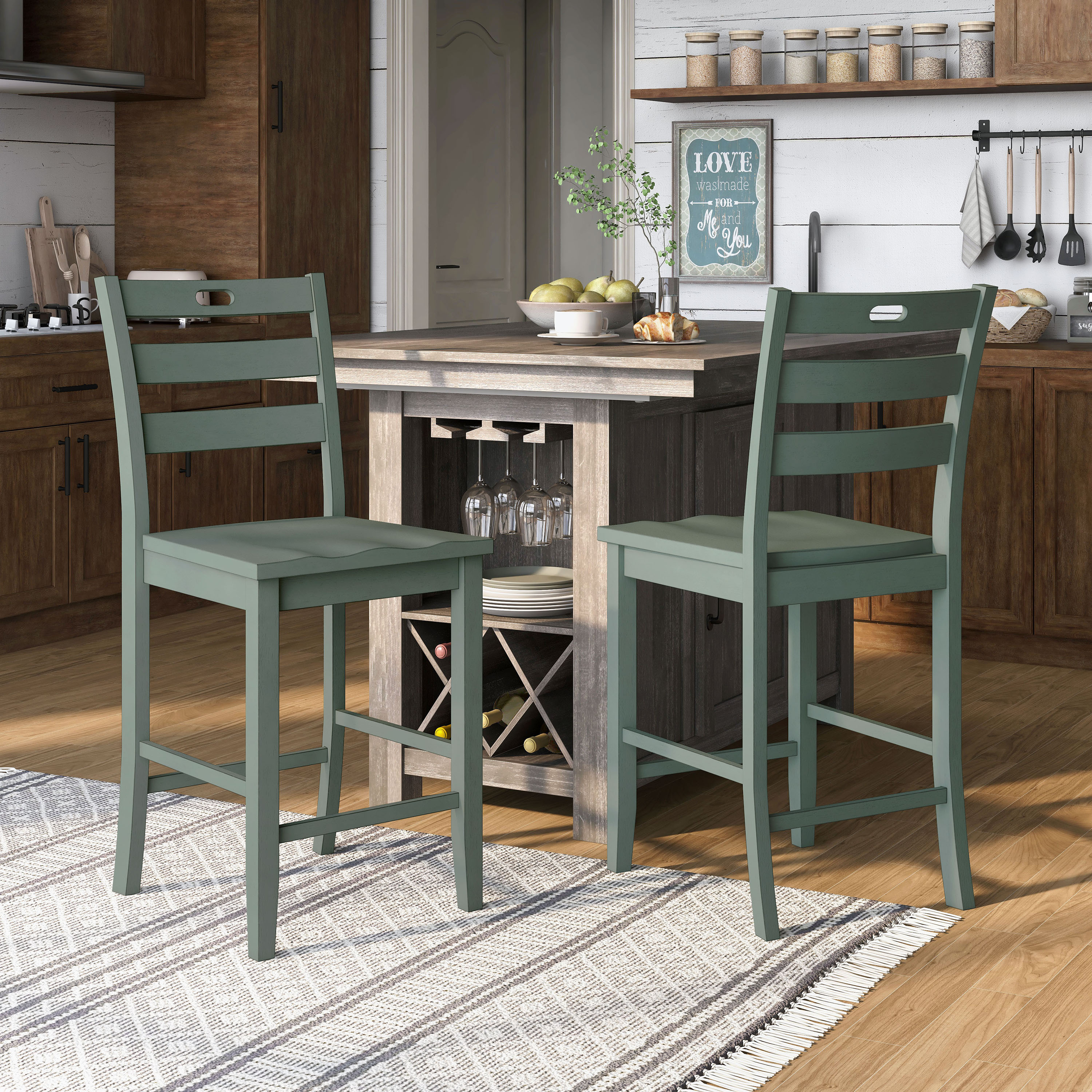 Furniture of America IDF-3126GR-PC Set of 2 Mirqua Rustic Dining Side Chair (Wood Frame)