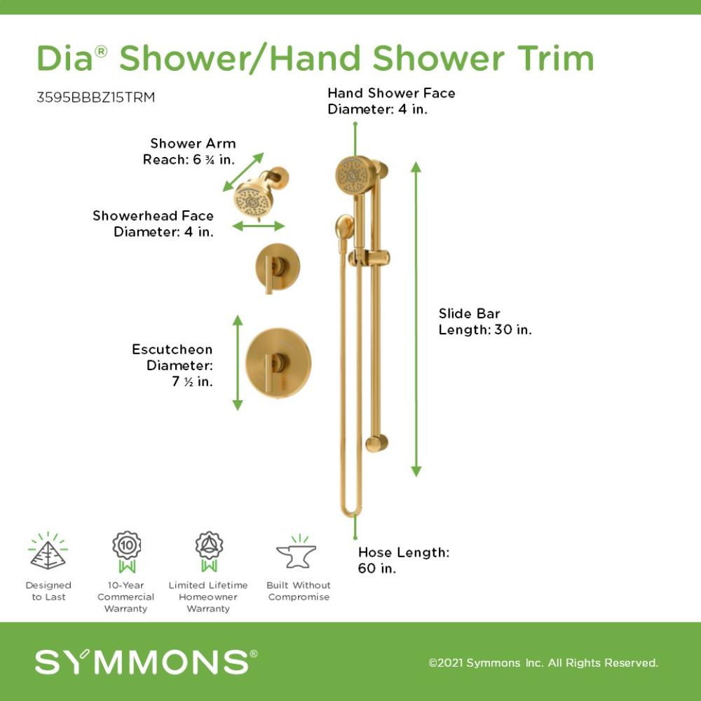 Symmons 3595BBBZ15TRM Showerhead-Bar-Panels - View #2