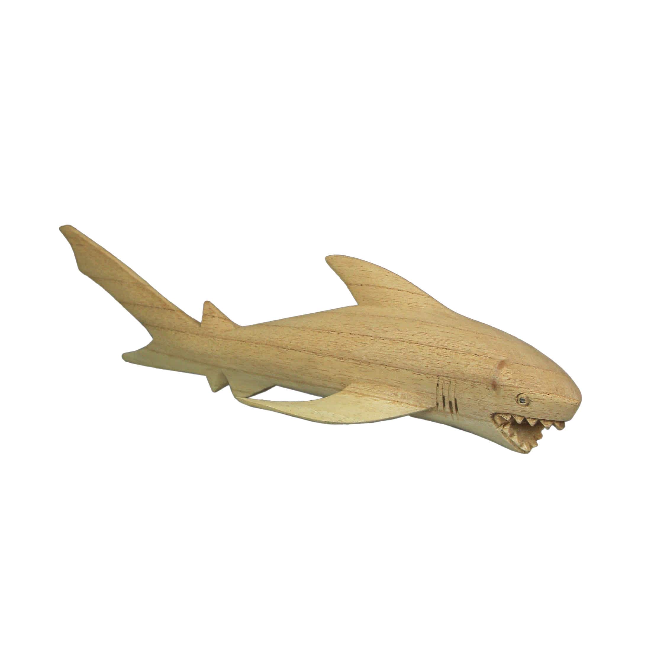 Things2Die4 CON-67554 12 Inch Hand Carved Shark Wooden Sculpture Decorative Figurine Beach Home Decor