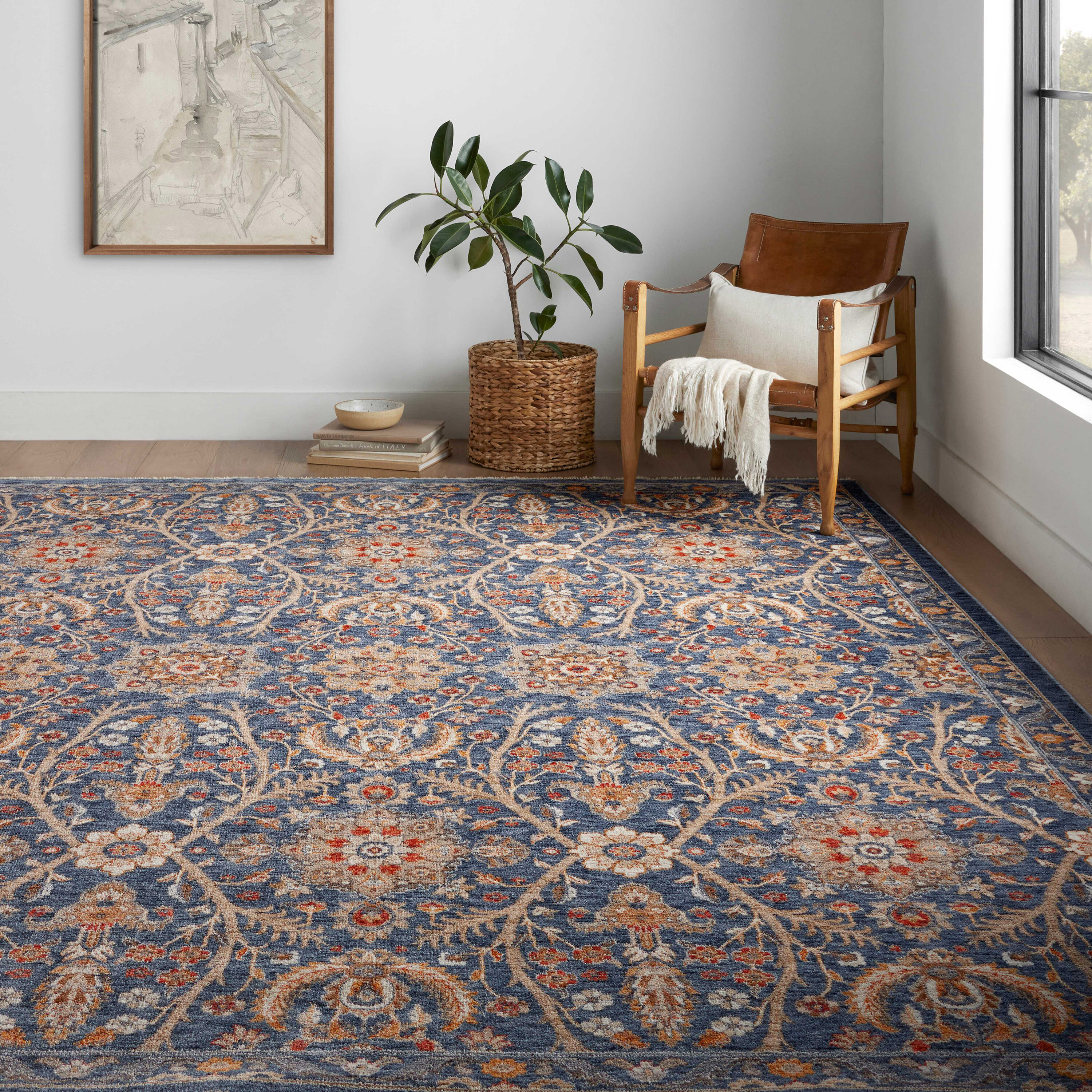 allen + roth Blue Coral 8 X 10 (ft) Blue Indoor Area Rug in the Rugs  department at