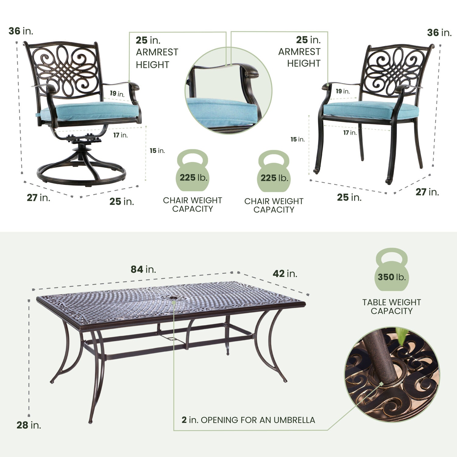Hanover TRAD9PCSW2-BLU Patio-Dining-Sets - View #3