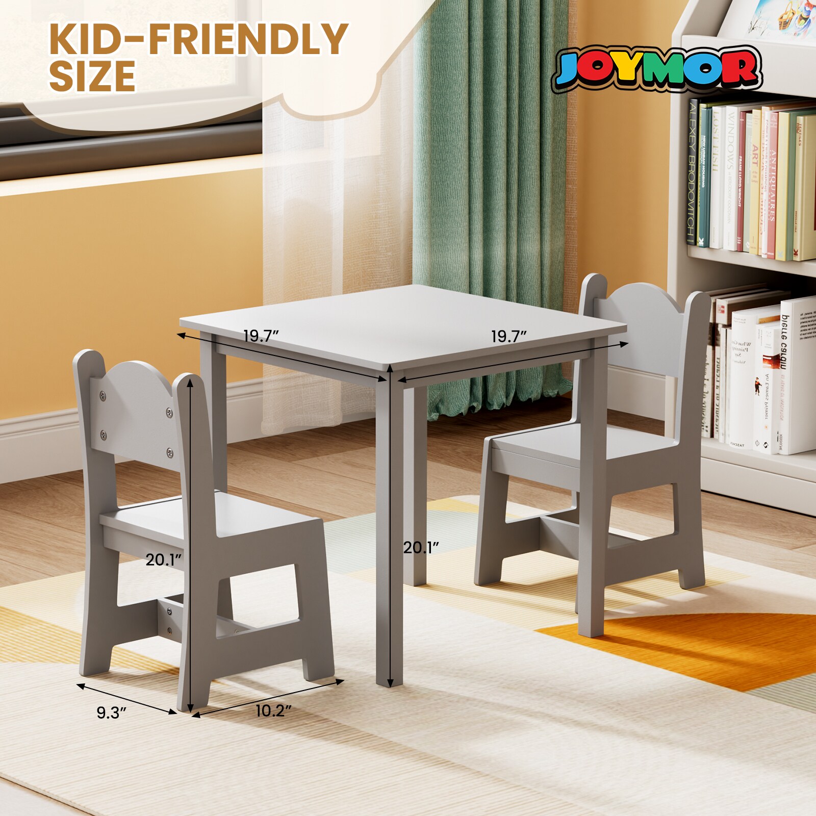 JOYMOR Kids Table Set with 1 Table and 2 Chairs Wooden Activity Table ...