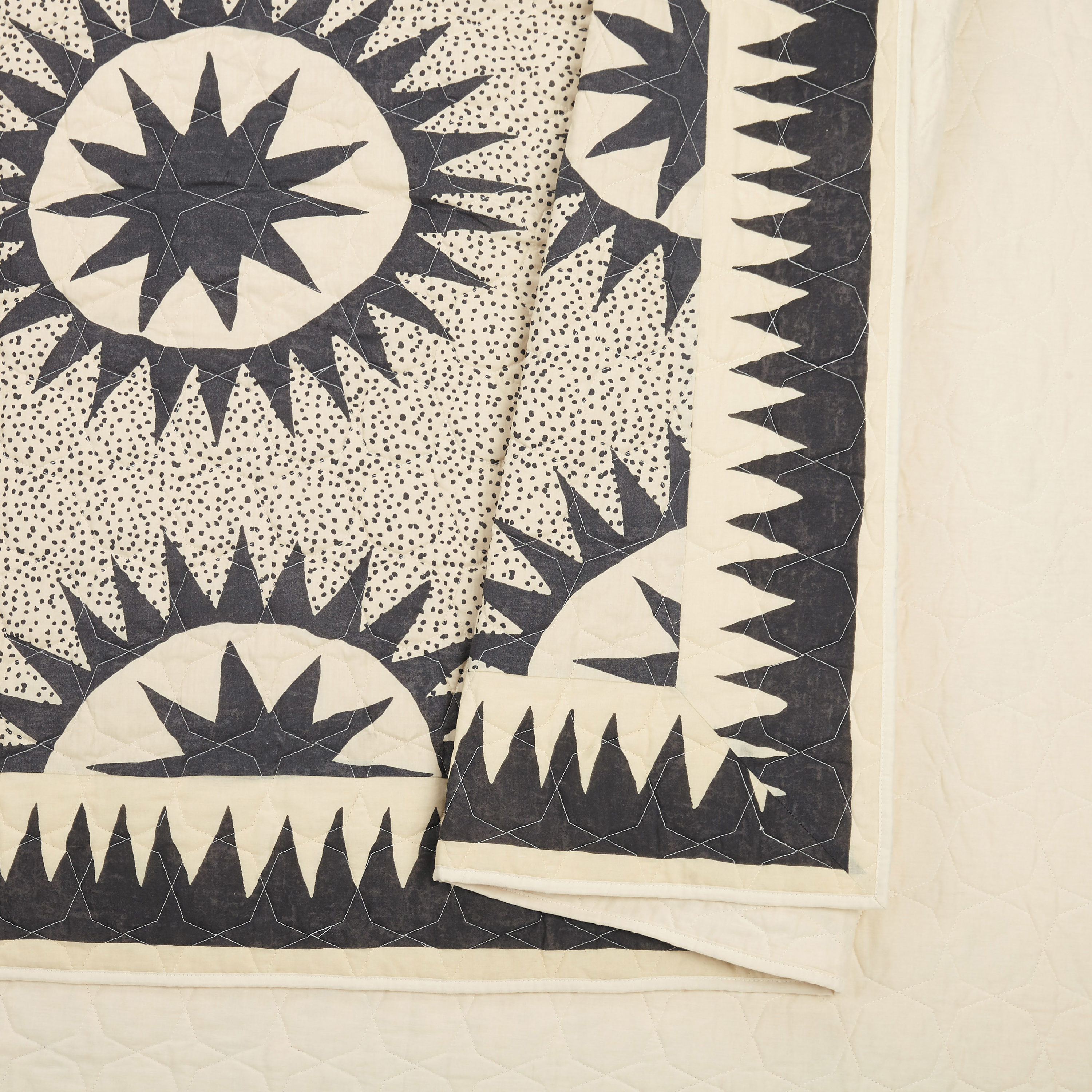 King Black Cotton Reversible Quilt Set