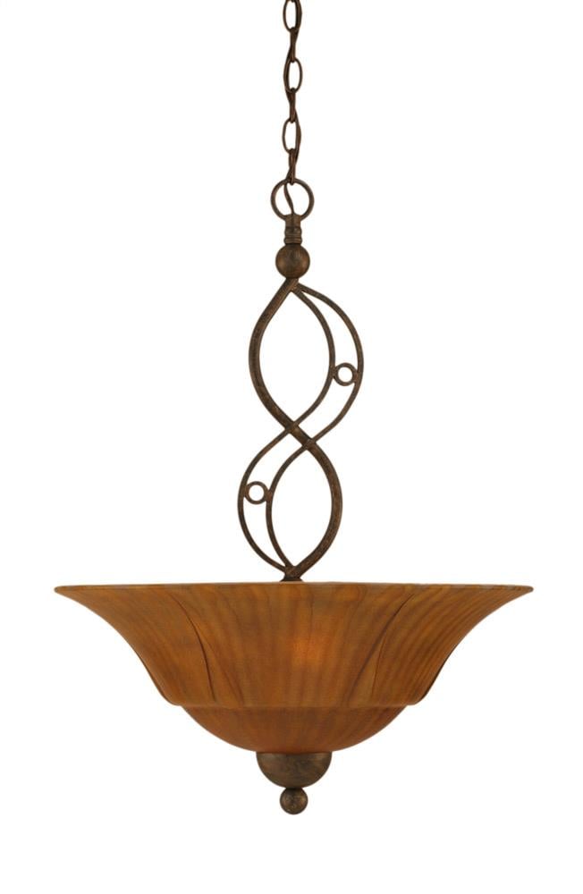 LWTK012456 Divina 3-Light Bronze Transitional Marbleized Glass Bell Hanging Pendant Light