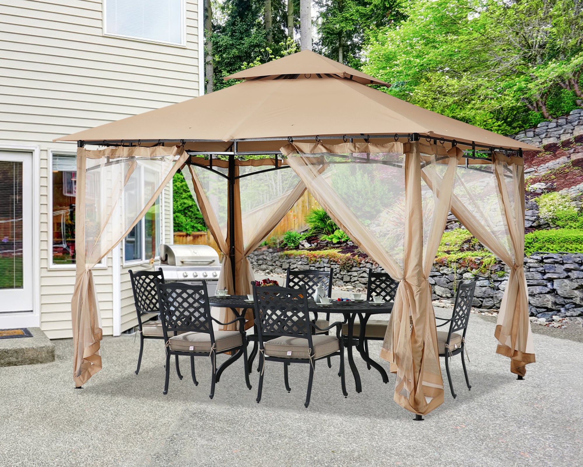 ABCCANOPY GHG-1111DPNT-KHAKI Wood-Resin-Gazebos - View #5