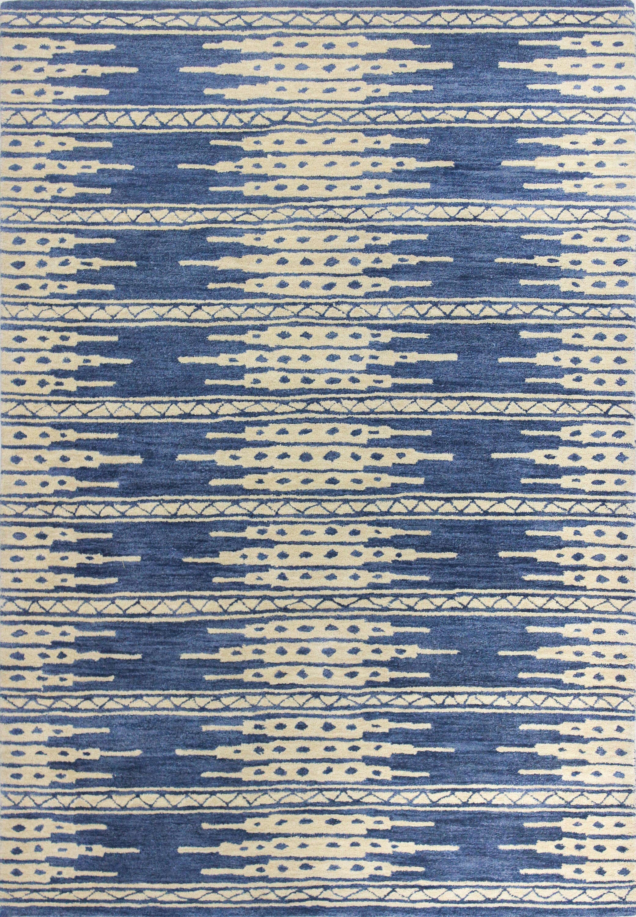 Bashian 649652271514 8 X 10 (ft) Wool Azure Indoor Geometric Mid-century Modern Area Rug
