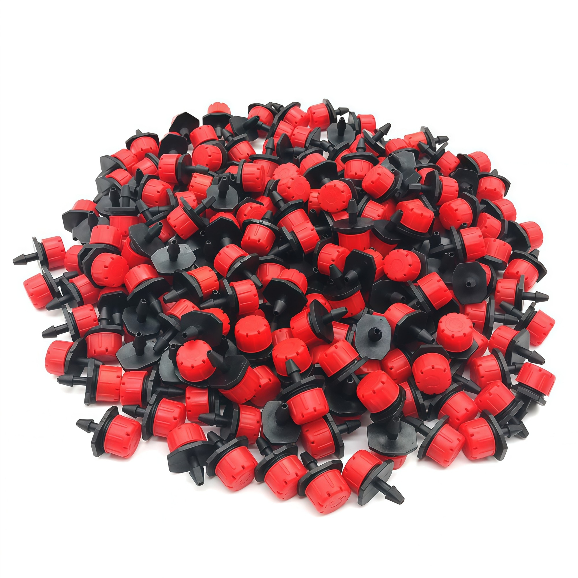 Numhew 5in x 3.5in x 4.53in 100-Piece 360-Degree Adjustable Black and Red Irrigation Drippers Sprinklers