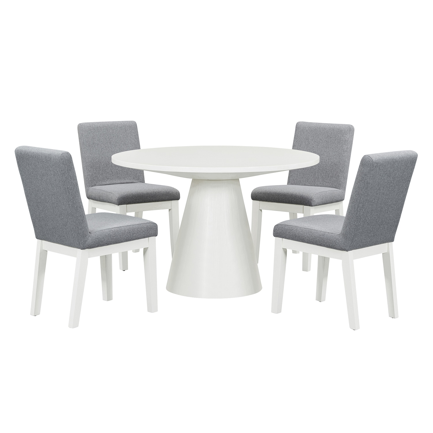 SINOFURN SYA010266WT White Transitional Dining Room Set with Round Table ( Seats 4 )