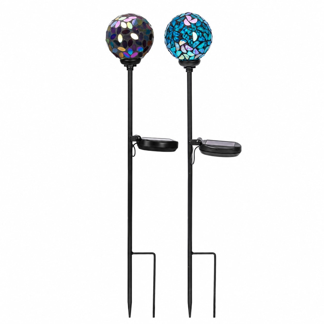Aoibox  Mosaic Solar Garden Stake Light Handmade Glass Waterproof LED Outdoor Pathway Yard Decor Blue Purple 2 Pack