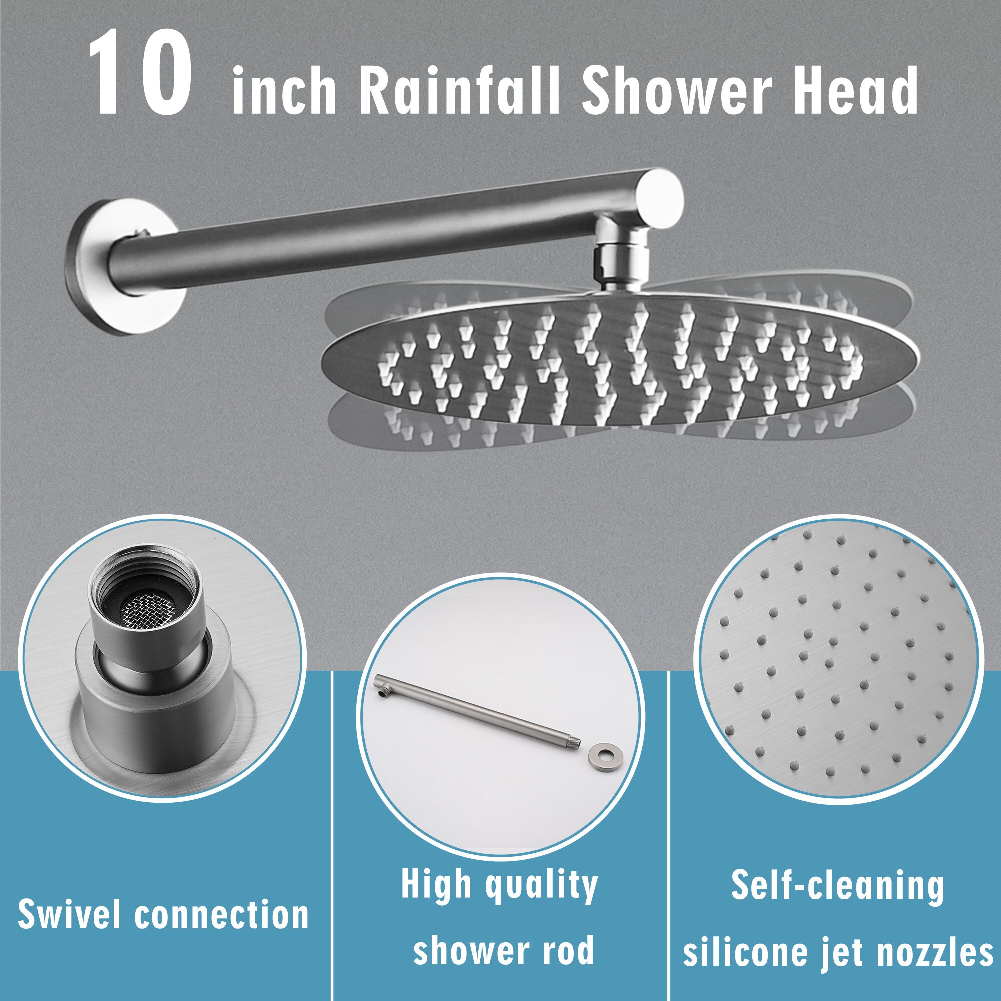 WELLFOR DTG-806CS10BN Showerhead-Bar-Panels - View #5