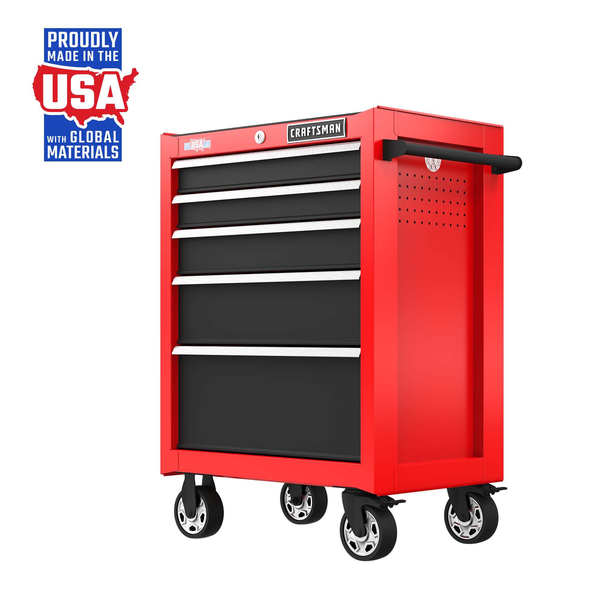 2000 Series 26-in W x 36.5-in H 5-Drawer Steel Rolling Tool Cabinet (Red) | - CRAFTSMAN CMST98268RB