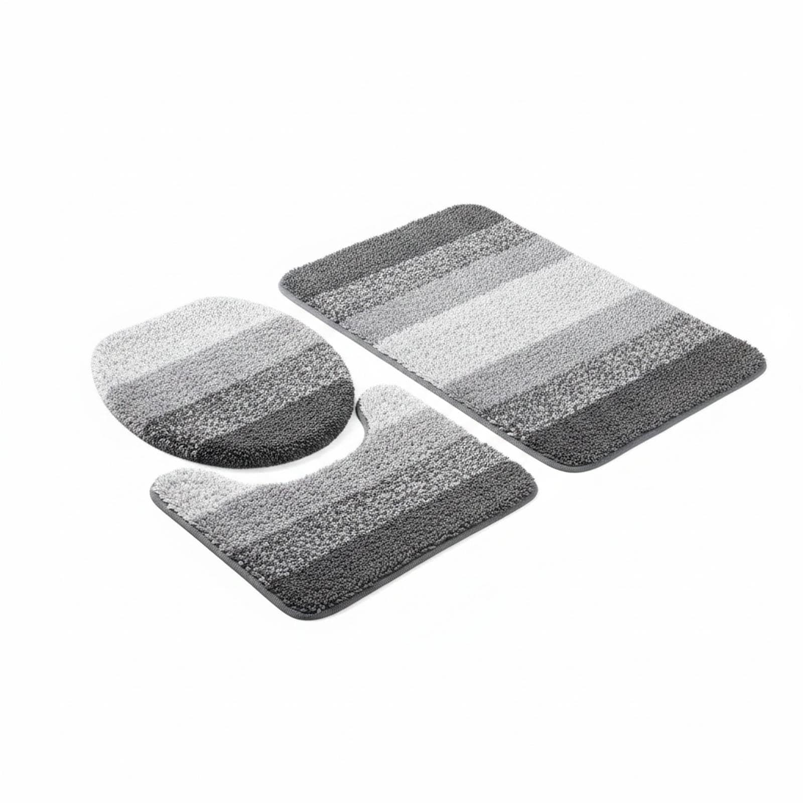Paradigms Interiors 3 Piece Bathroom Rugs Set Soft Microfiber Absorbent Quick Dry Machine Washable with U-shaped Contour Toilet Lid Cover