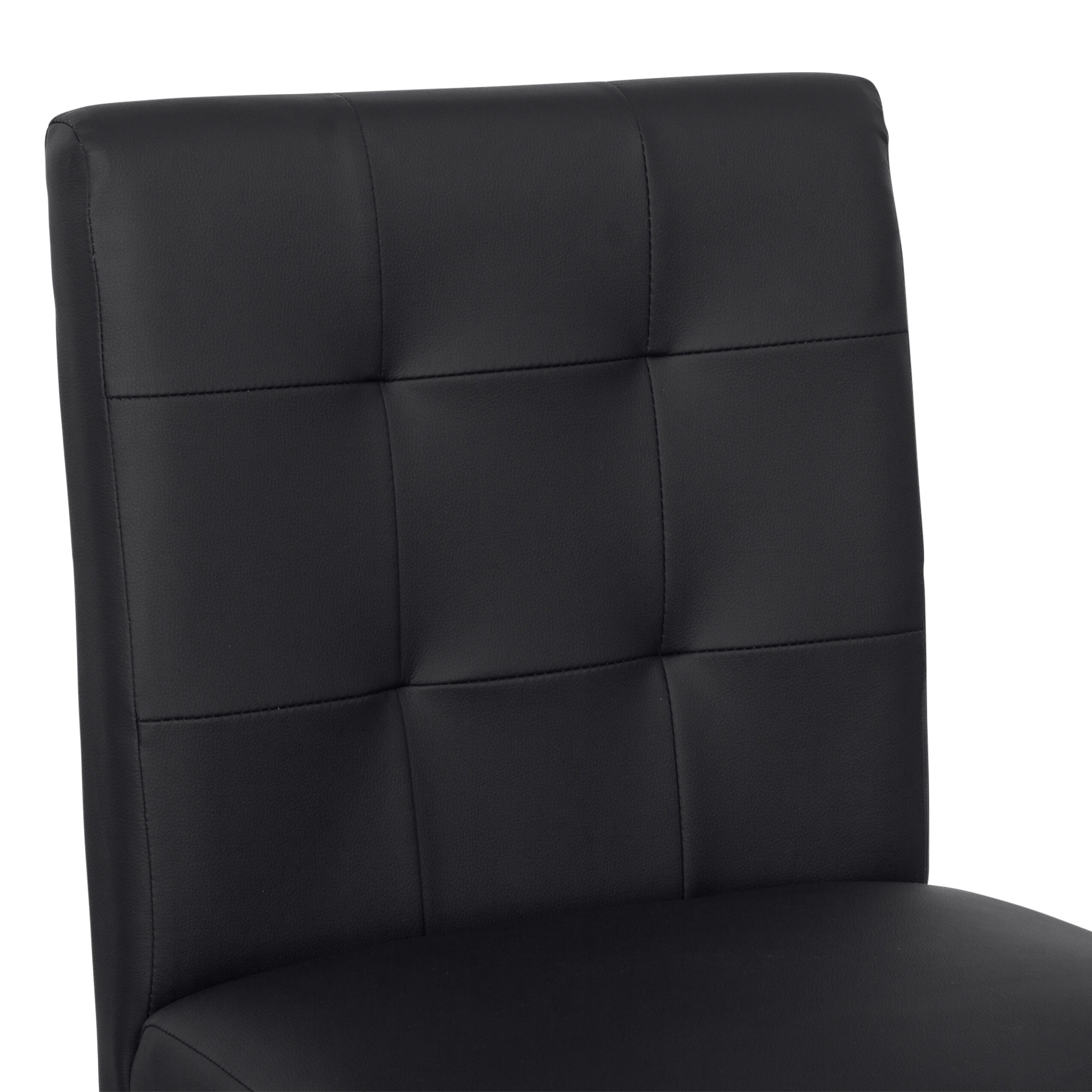 Graphite Black Vegan Leather and Wood Counter Height Barstool