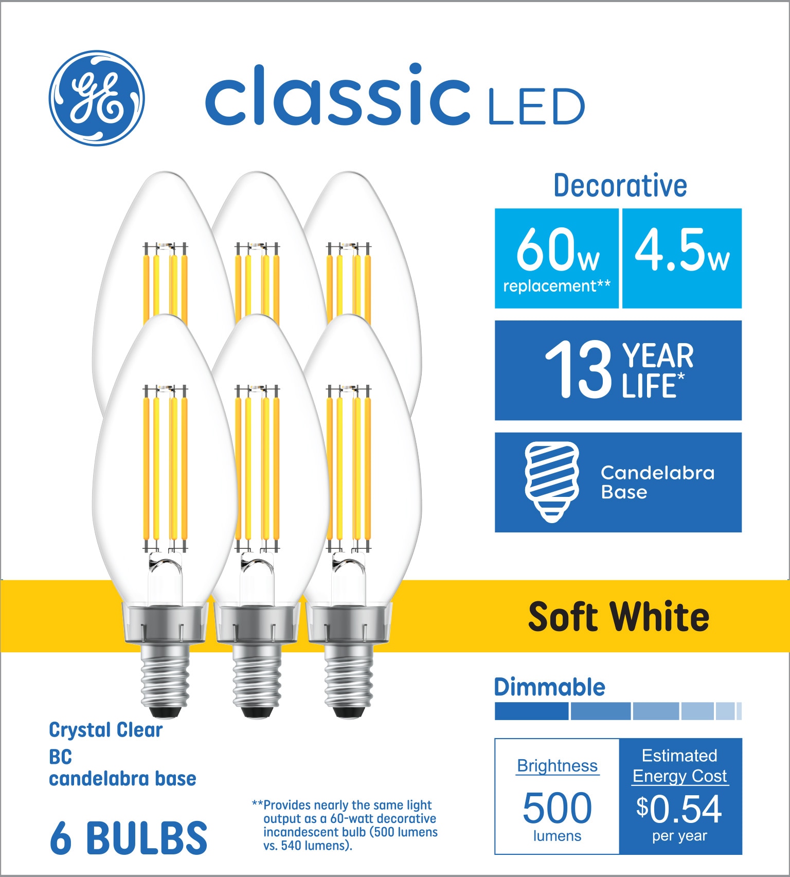 6pcs Ampoule LED antique, e12 Base 2700k 4w 30 Watt Vintage Edison Led  Chandelier Ampoules Led Candelabra_cc