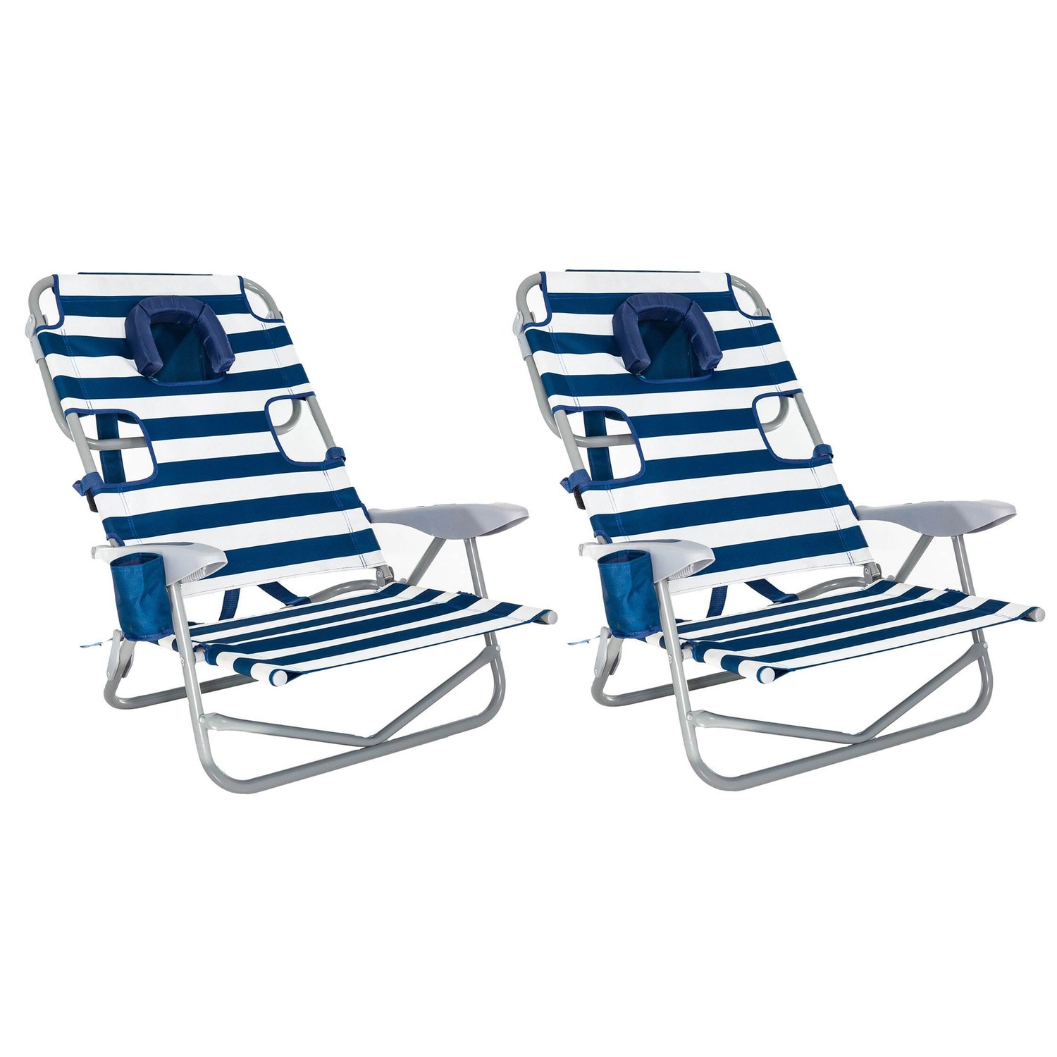 Ostrich 179097 Polyester Stripped Folding Beach lounger Adjustable and Carrying Strap/Handle Included