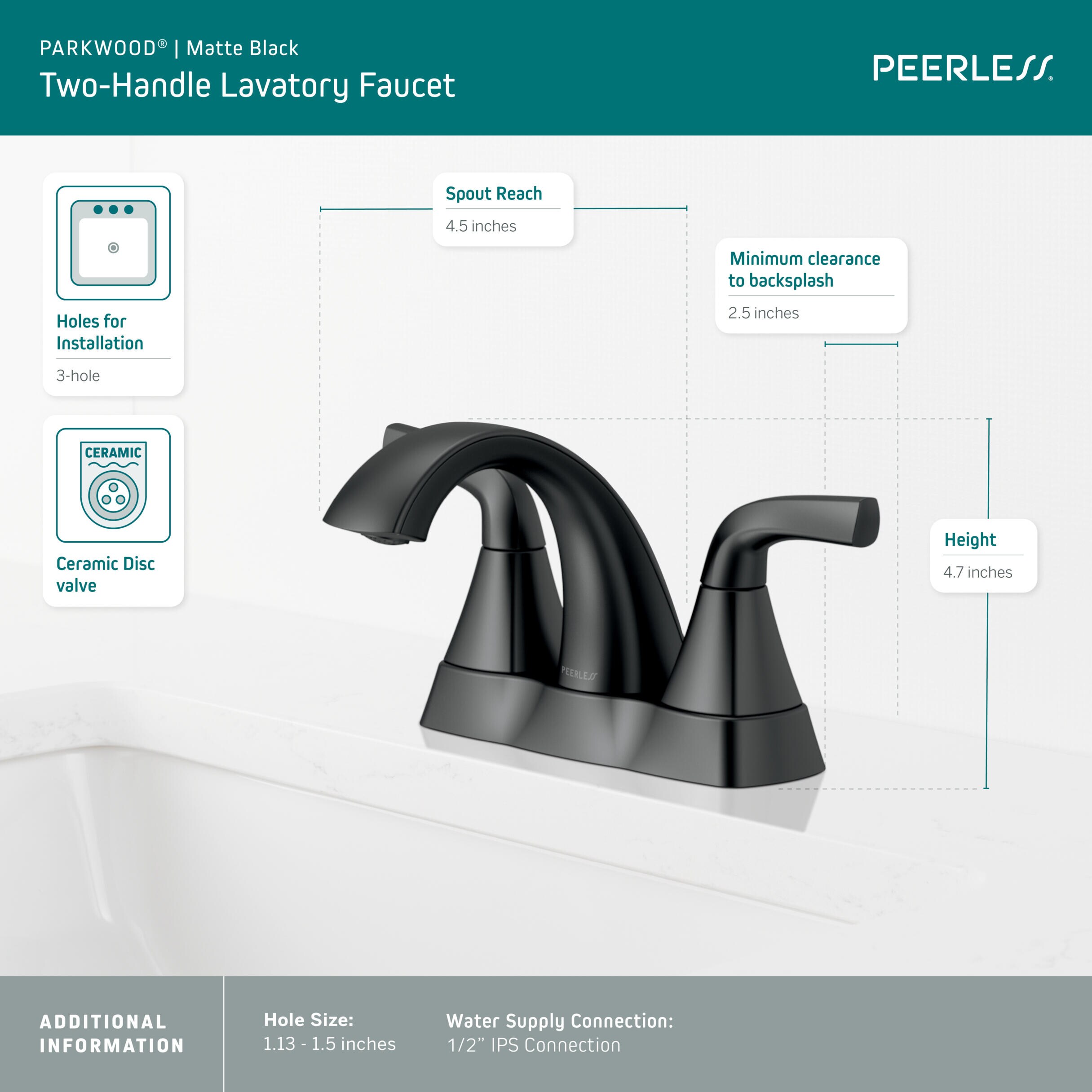 Peerless P2535LF-BL Lavatory-Faucets - View #2