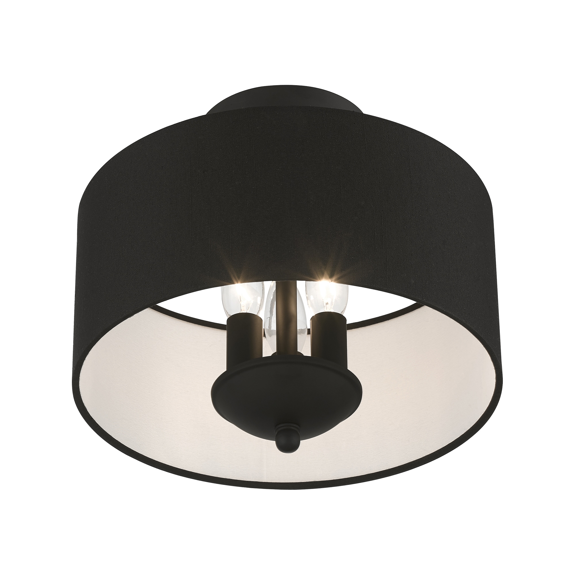 Bainbridge Black 3-Light Transitional Semi-Flush Drum Light
