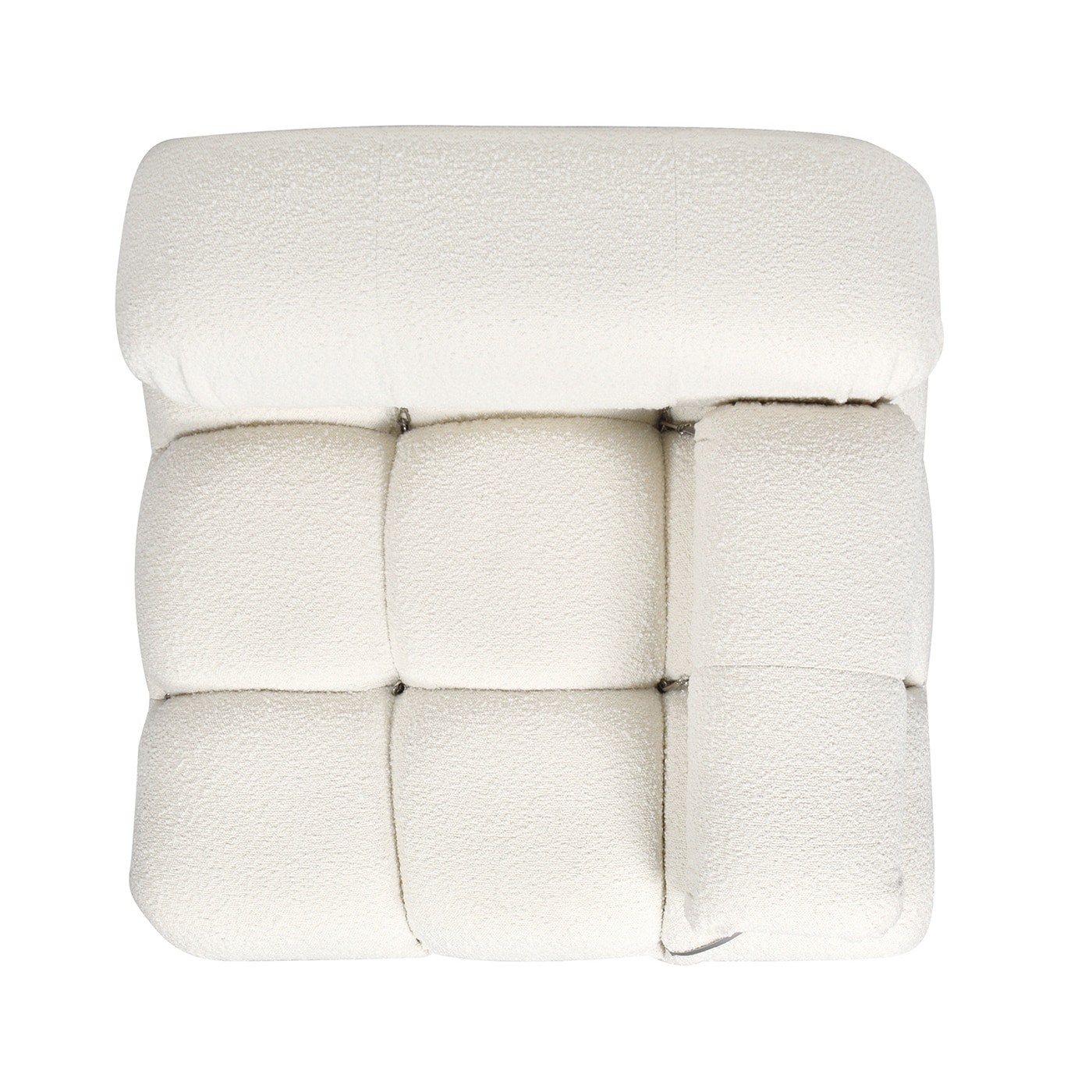 Ivory White Bouclé Modular Lounge Chair with Padded Arm
