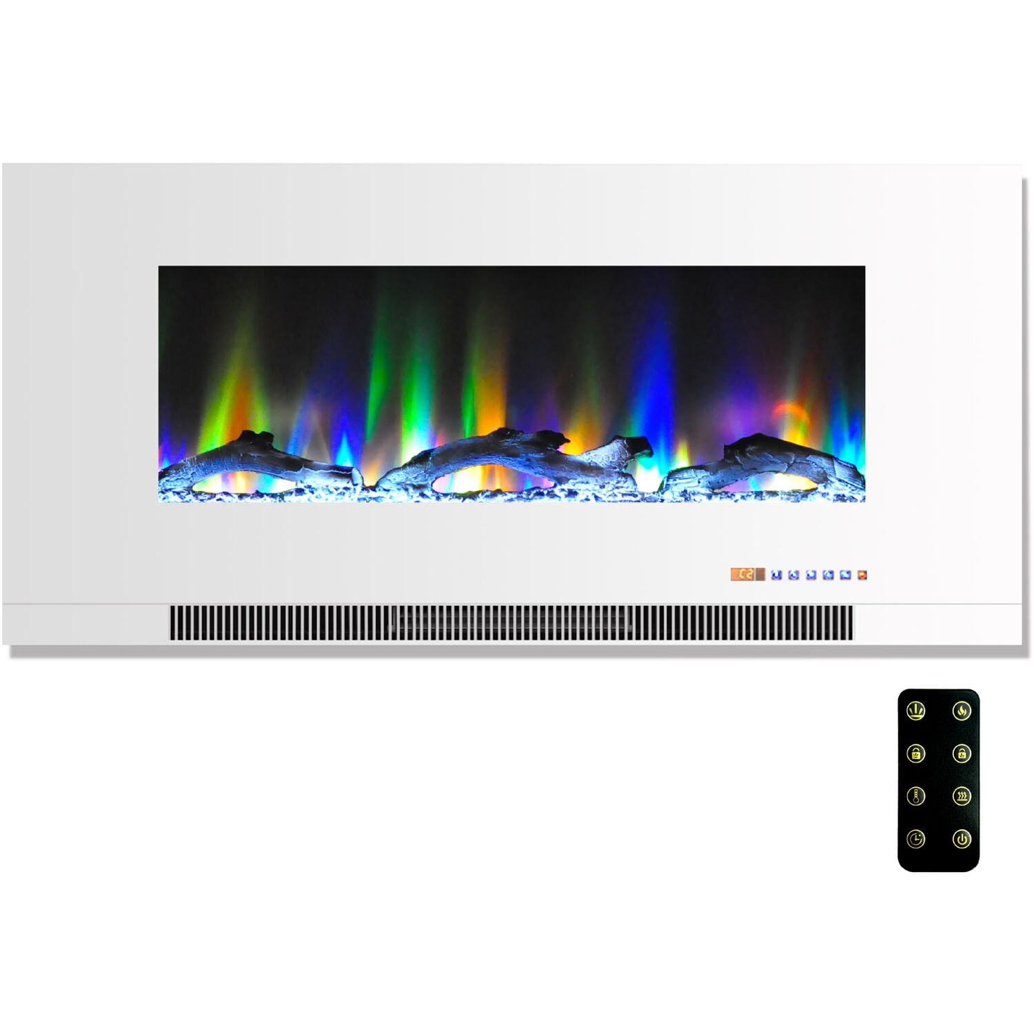 Cambridge CAM42WMEF-2WHT 42-Inches W White Wall mount Fan-forced Wall-mount Electric Fireplace with Remote Control Included