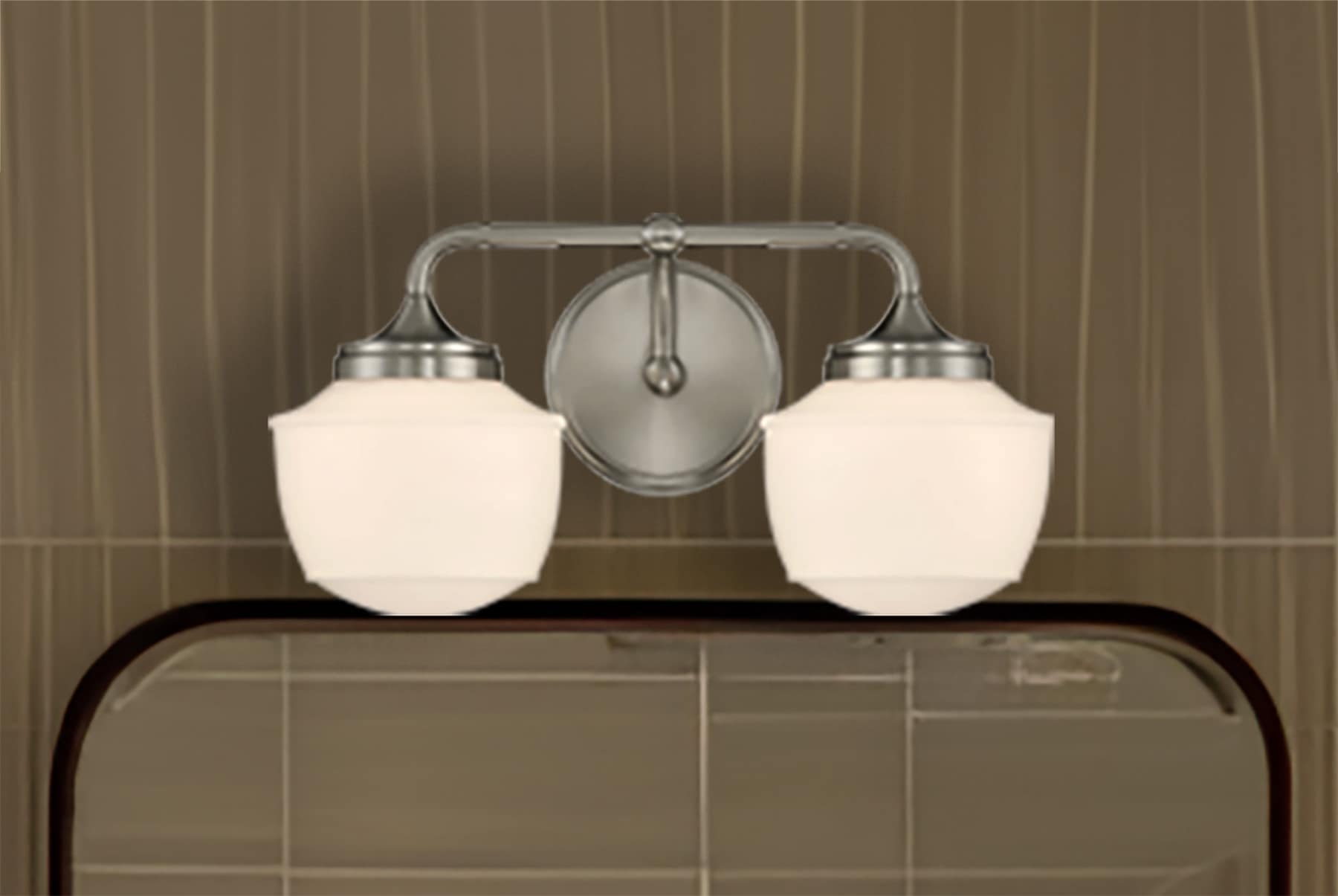 Cornwell Brushed Nickel and Opal Glass 2-Light Bath Vanity