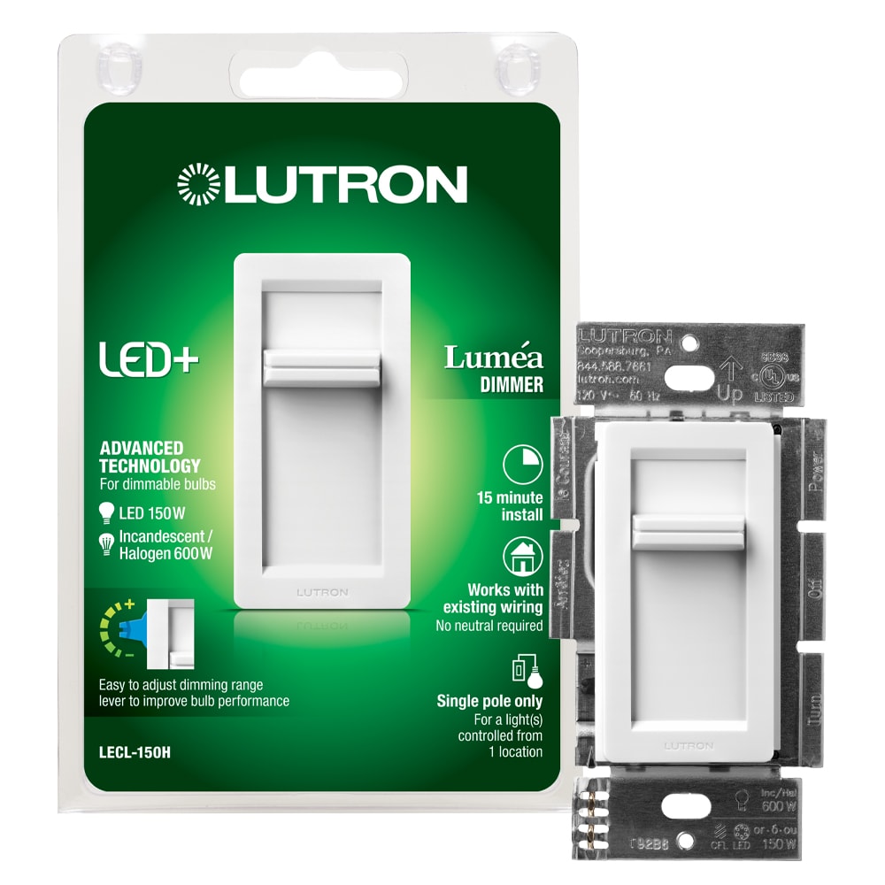 Lutron Digital CFL LED Slide Dimmer Tap Switch Dimmable Programmable Light White 