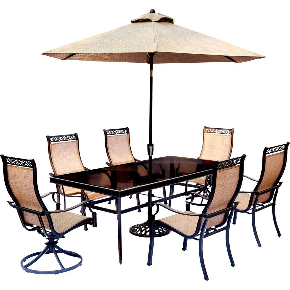 Hanover MONDN7PCSW2G-SU Monaco 9-Piece Bronze Patio Dining Set with Tan
