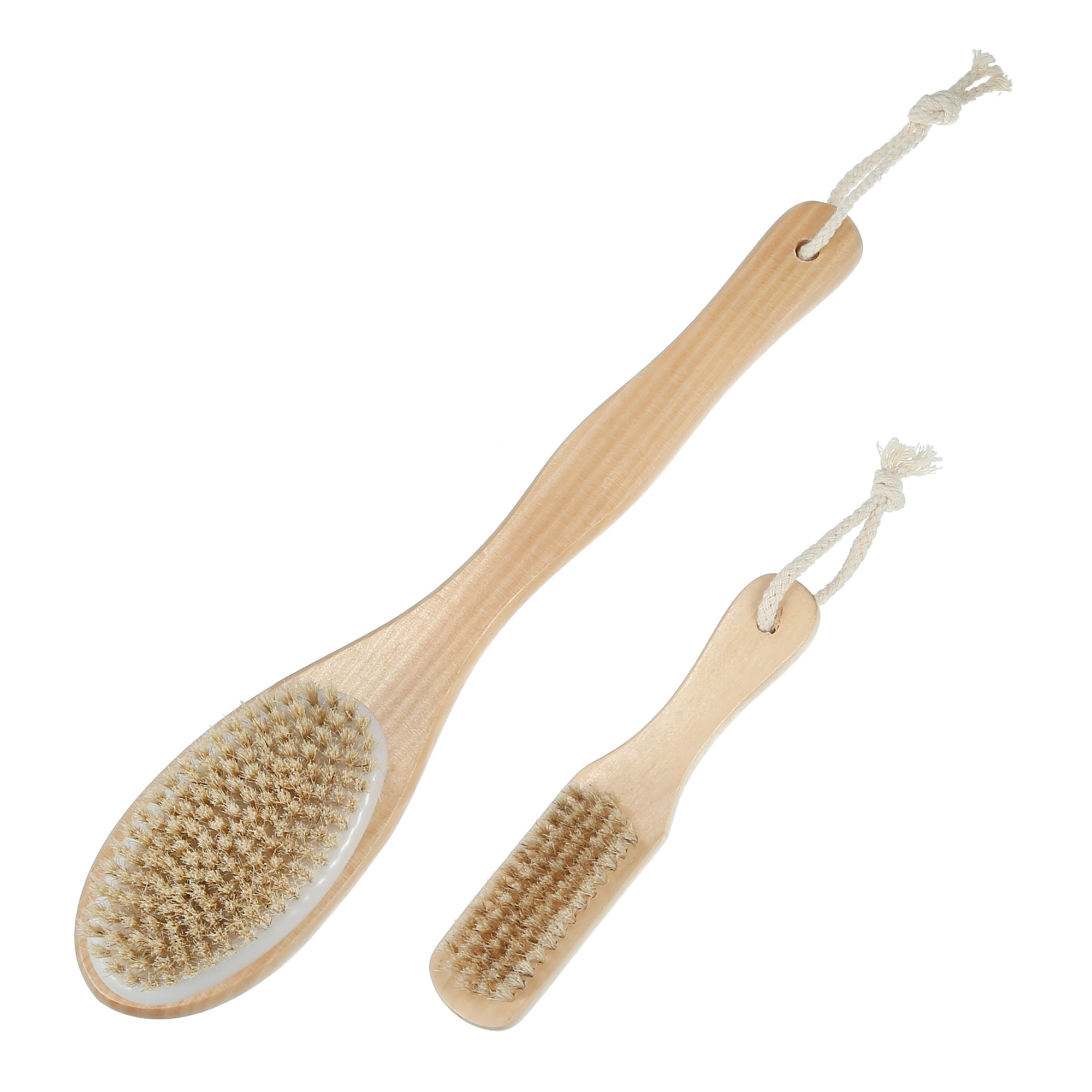 Unique Bargains Dry Brushing Body Brush Set Shower Brush with Soft and Stiff Bristles Dual Sided Long Handle Back Scrubber Face Exfoliator for Wet or Dry Brushing