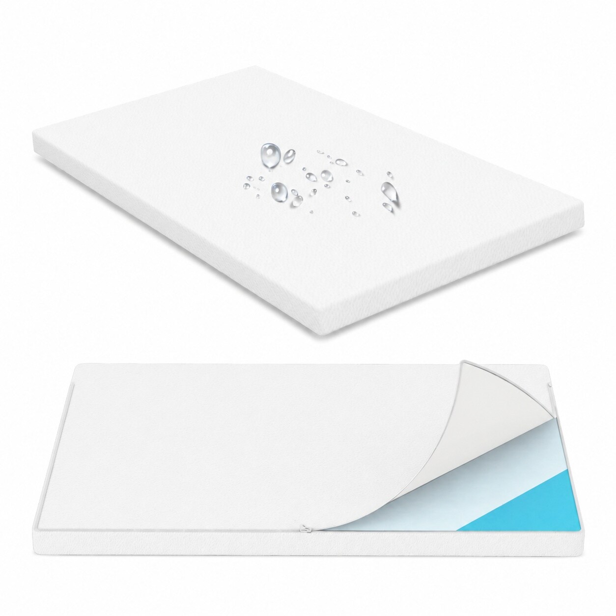 Etokfoks  2 in 27 5 in x 52 in Gel Infused Memory Foam Mattress Topper with Washable Water Resistant Cover
