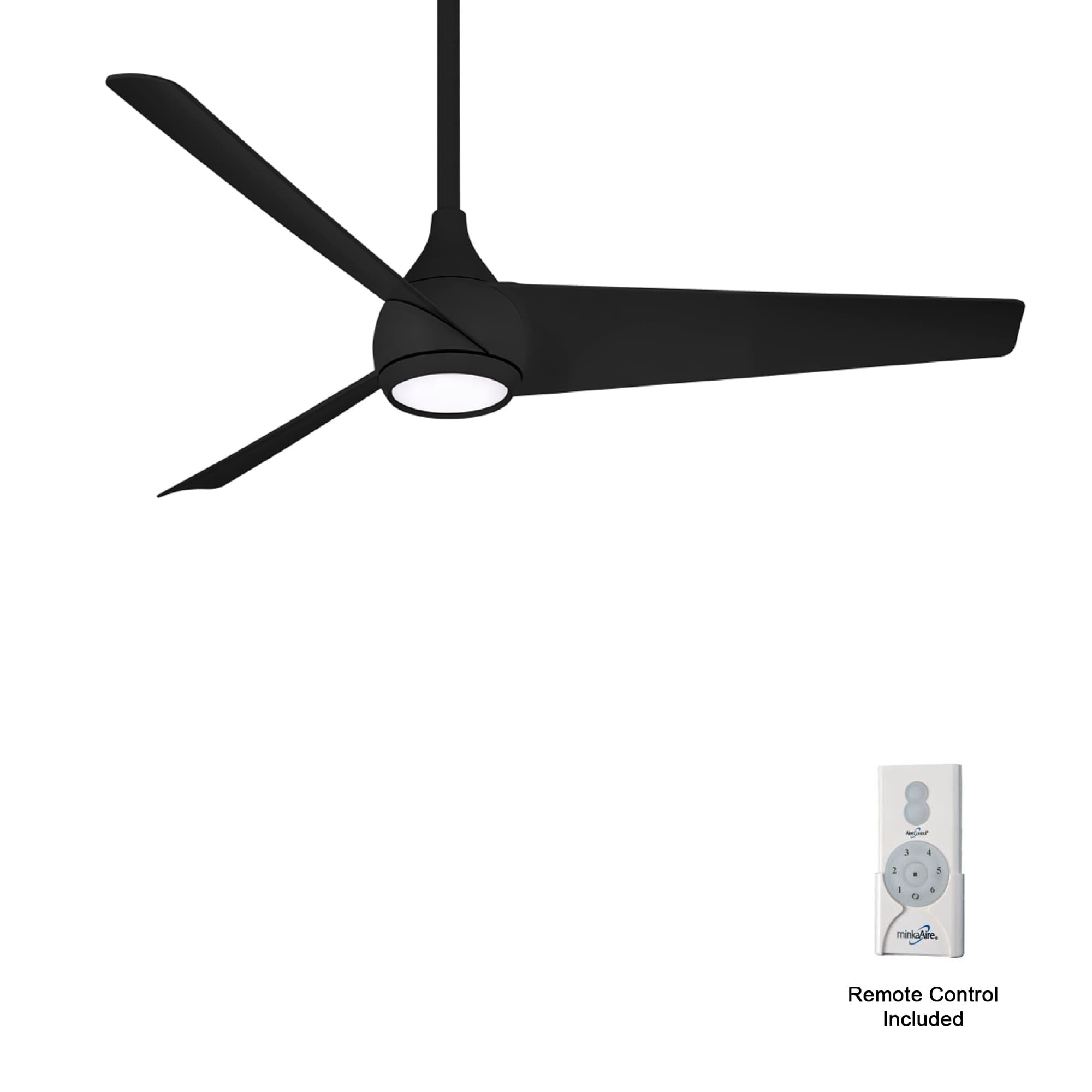 Minka Aire Twist 52-in Black Integrated LED Indoor Smart Ceiling Fan with Light and Remote (3-Blade) F678L-CL Sansujyuku sansujyuku.com