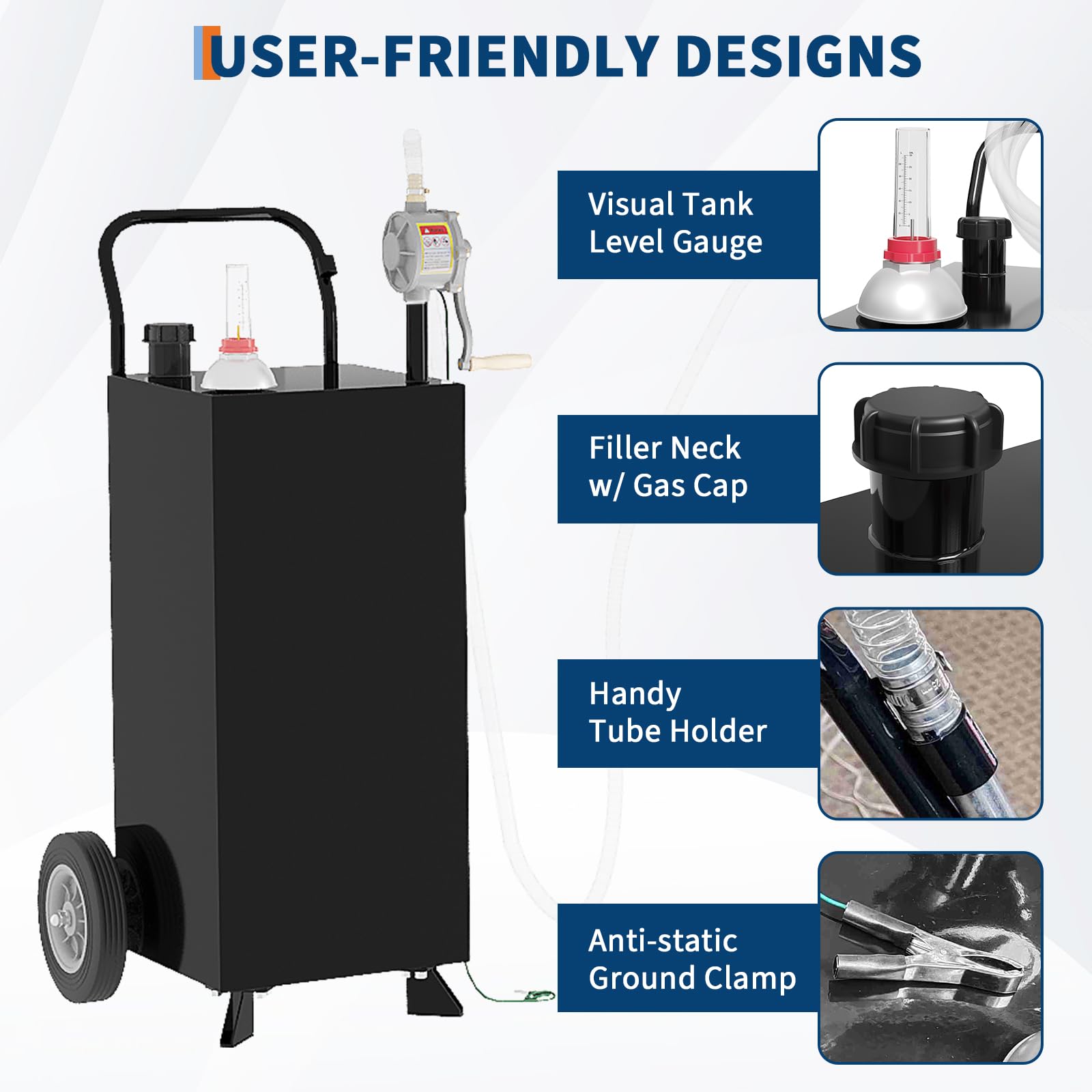 DEXSO 35 Gallon Fuel Caddy Storage Tank Manual Pump Black