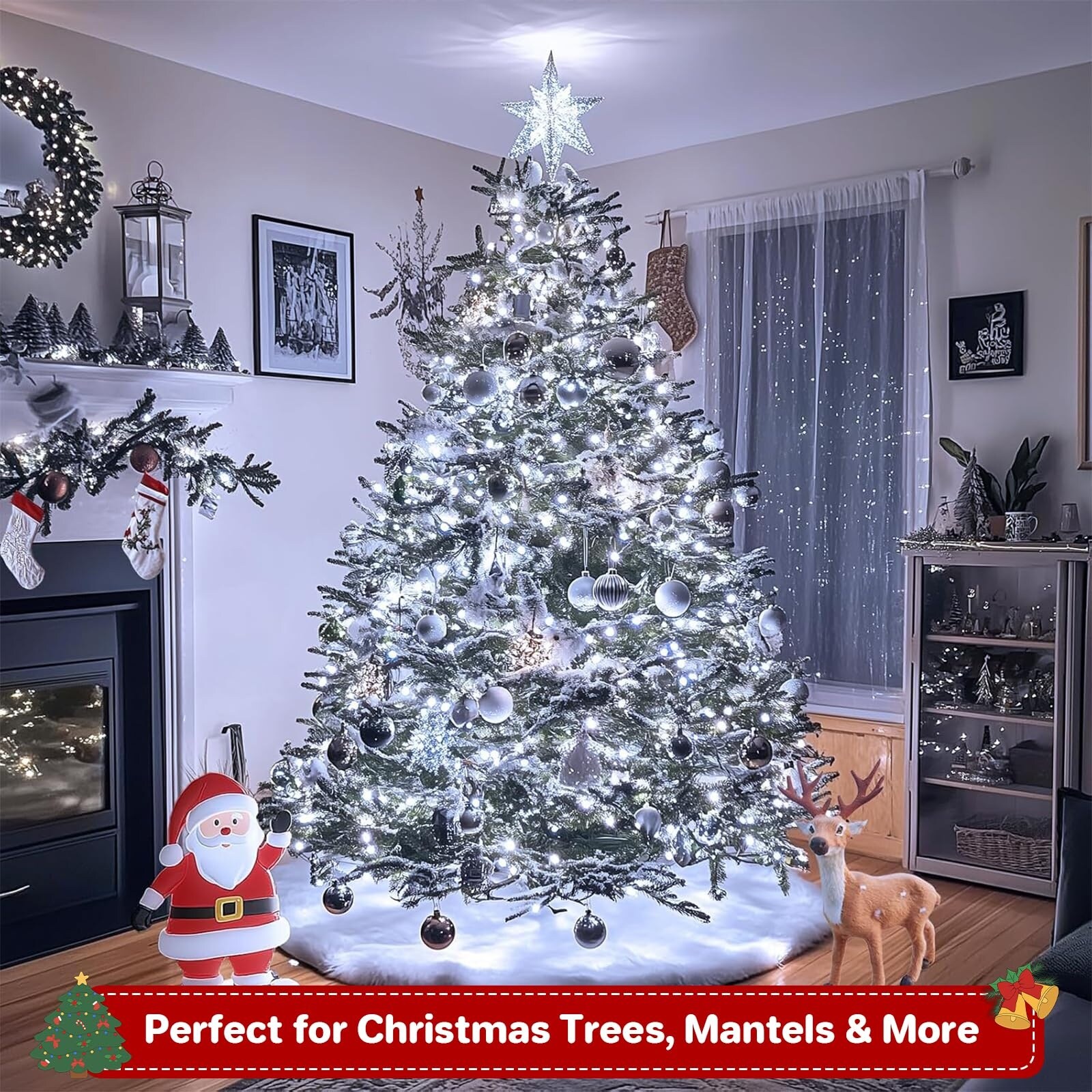 Anqtovp 100 LED 33FT Christmas Mini String Lights Green Wire Cool White ...
