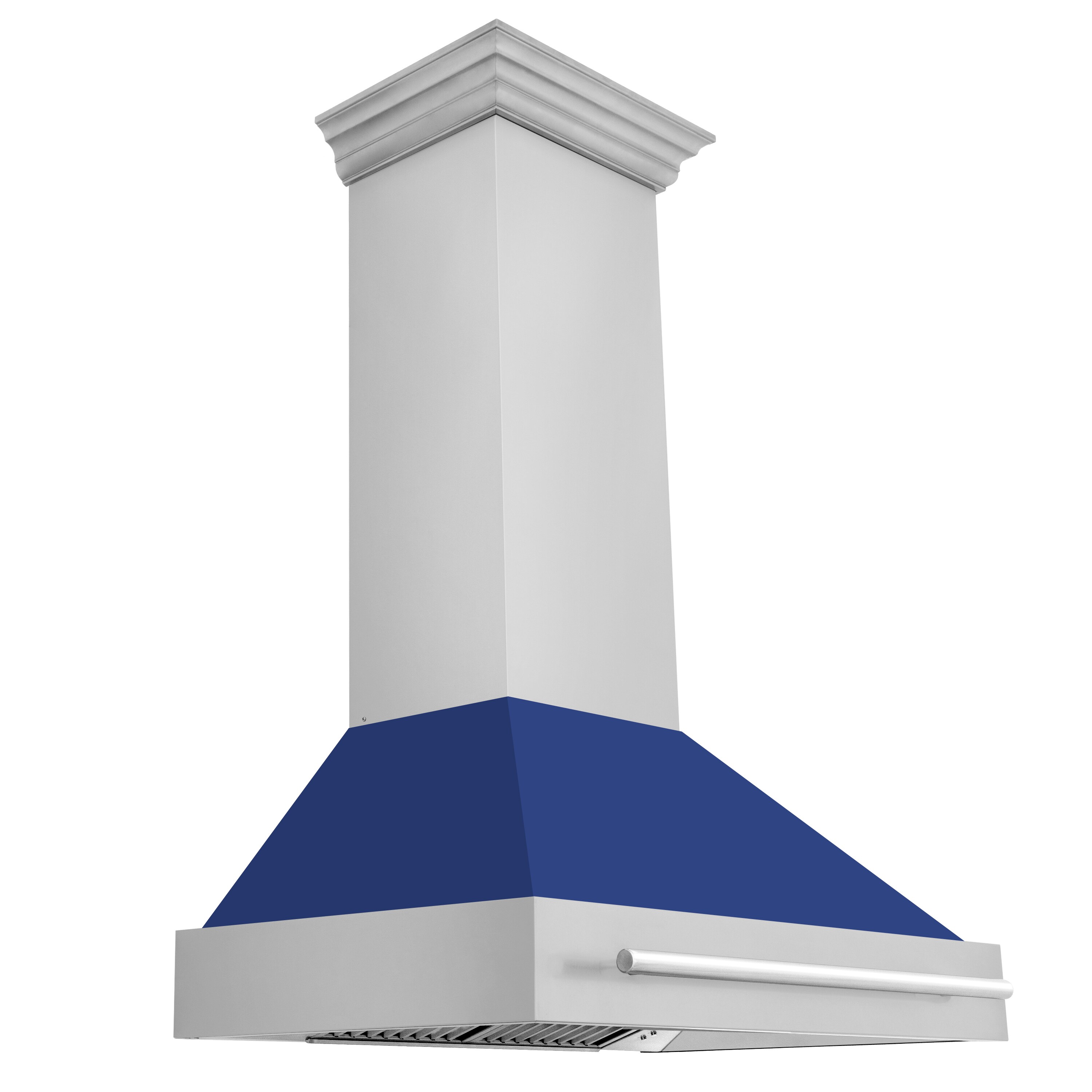 ZLINE KITCHEN & BATH 8654STX-BM-36 36 inch Ducted 400-CFM Stainless Steel with Blue Matte Shell and Stainless Steel Handle Wall-Mounted Range Hood