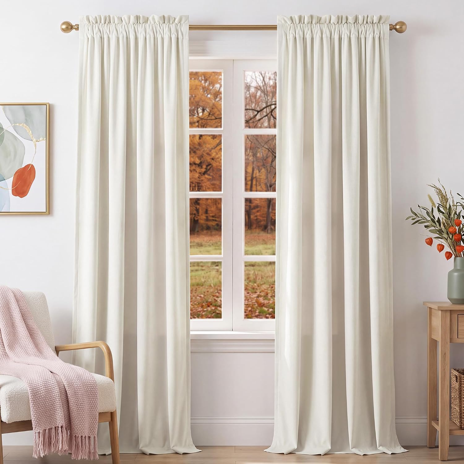 NICETOWN - Milky White Velvet Curtains 144 Length 52 Wide Luxury And Thick Window Velvet Curtain...