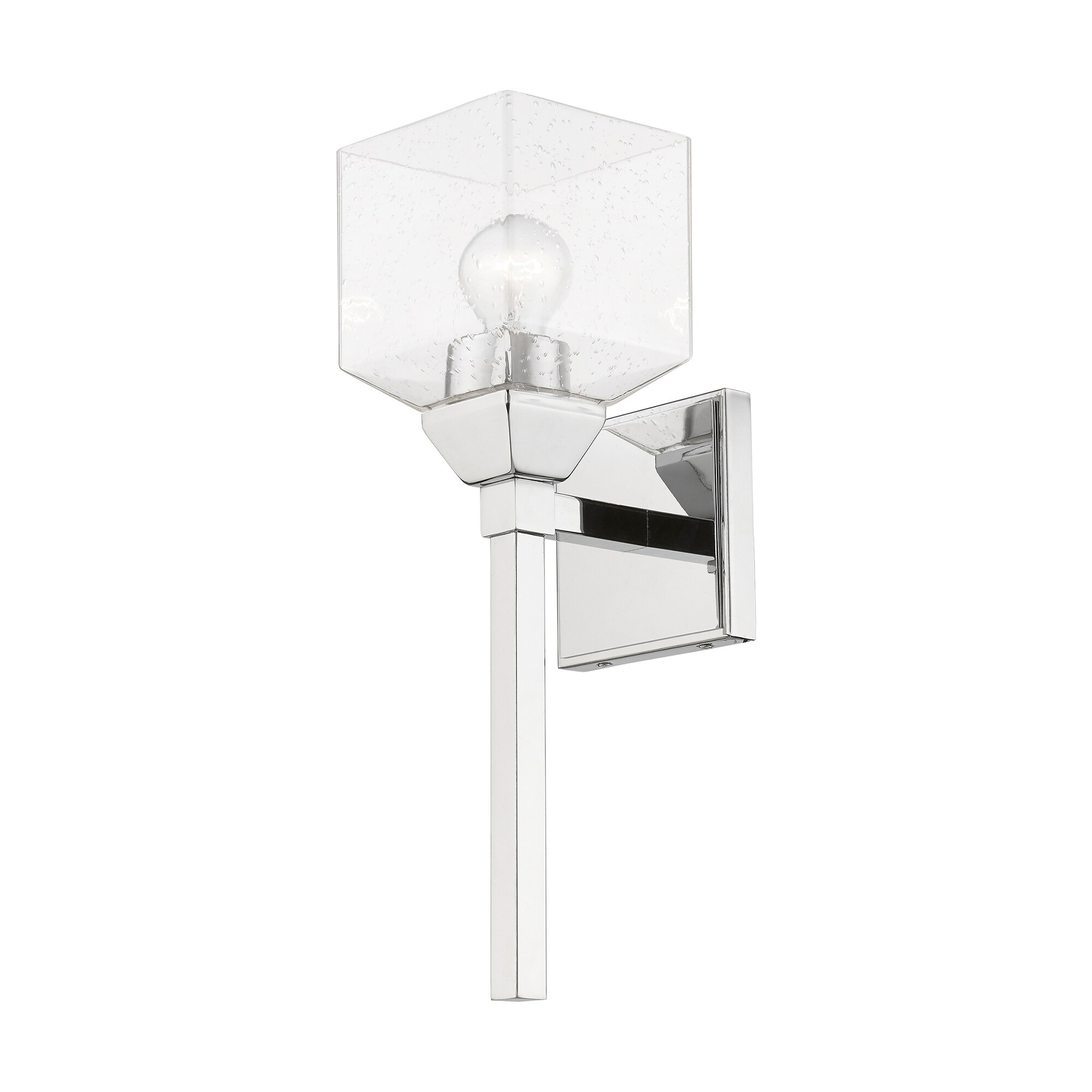 Polished Chrome Vanity Sconce with Clear Seeded Glass Shade