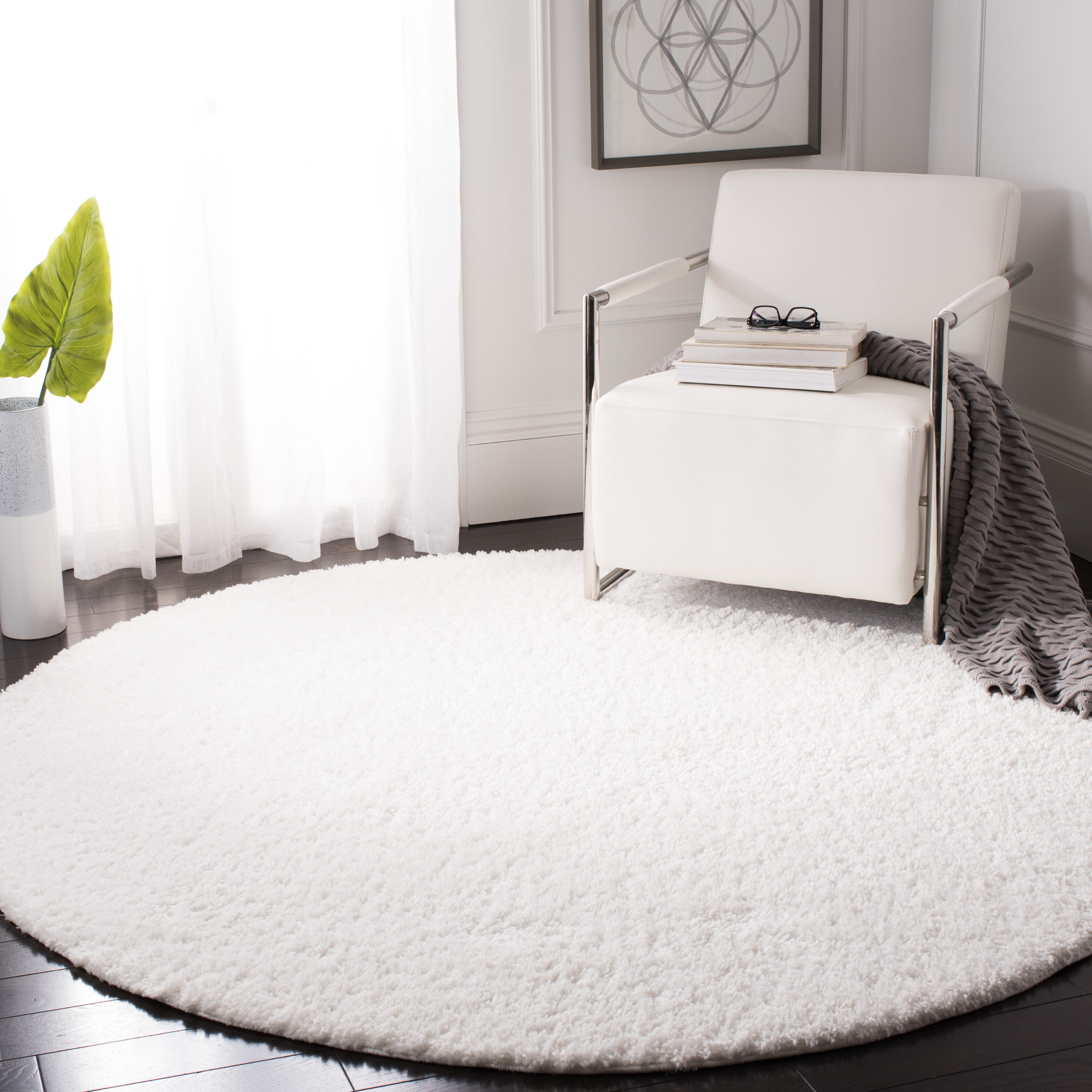 August Shag 900A White 10ft x 10ft Round Rug