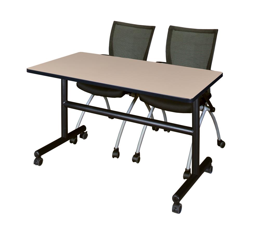 Regency MKFT4830BE09BK Training Off-white 4-Person Training Table (48-in W x 29-in H)