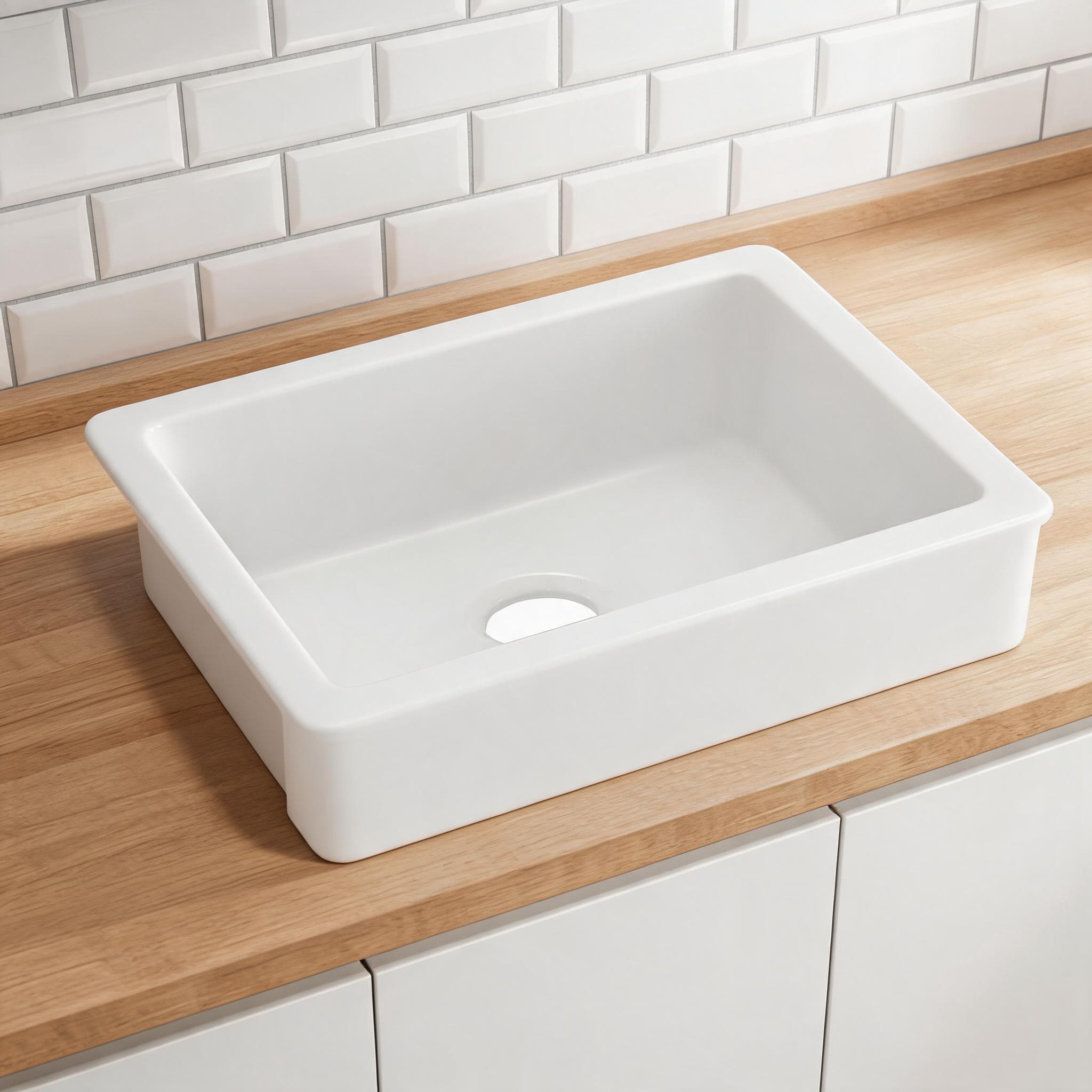 Watnature Ceramic Farmhouse Kitchen Sink Kitchen Use White-Toned 30L times 19W Apron Front #YJ09F8E4SYEJ